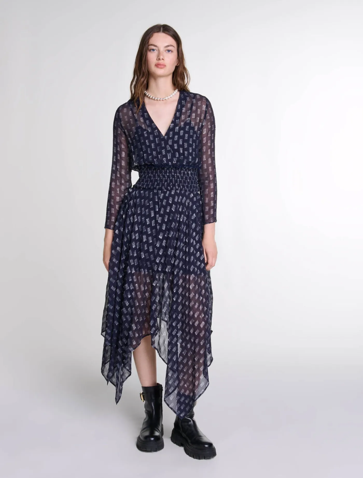 Asymmetrical floral maxi dress^Maje New