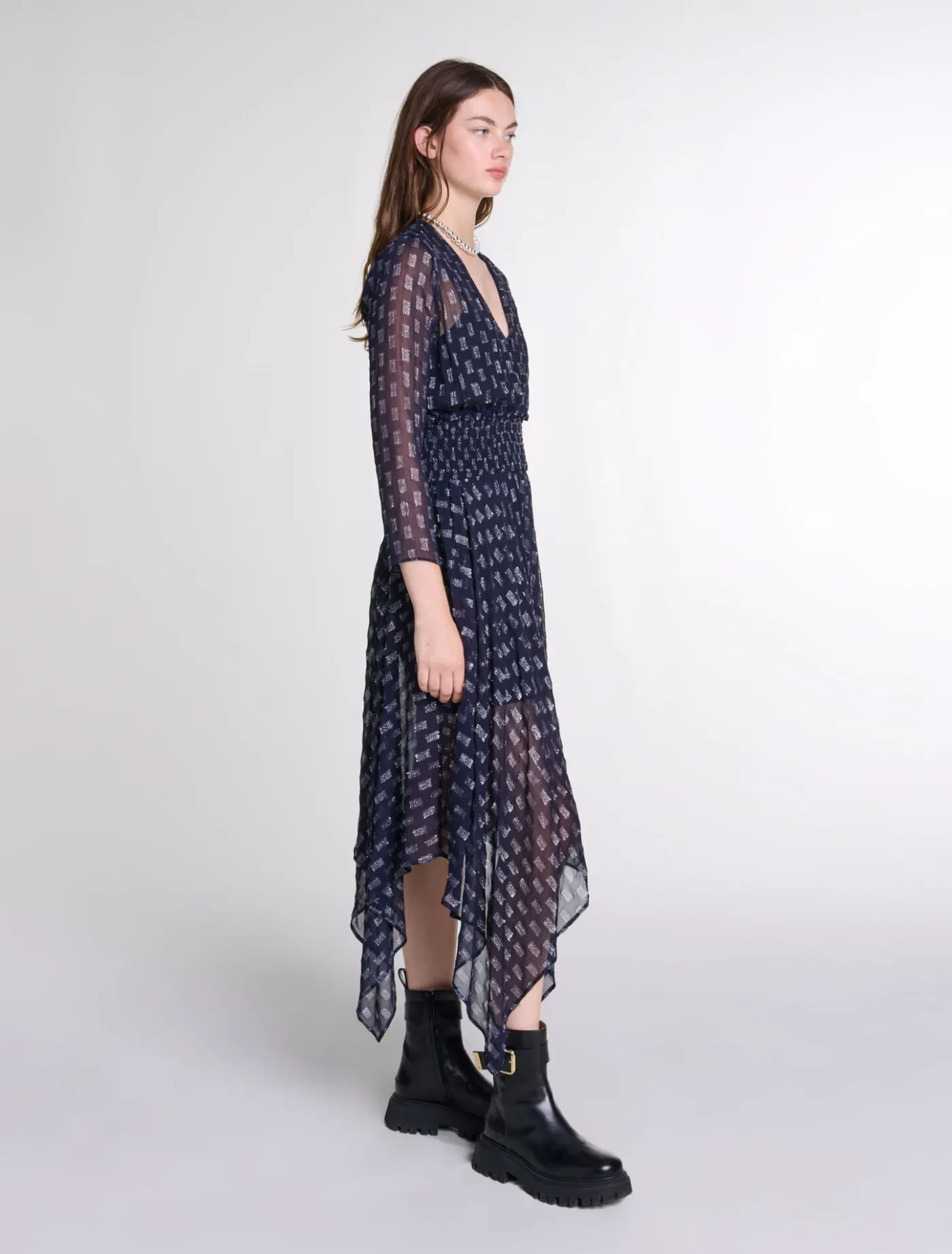 Asymmetrical floral maxi dress^Maje New