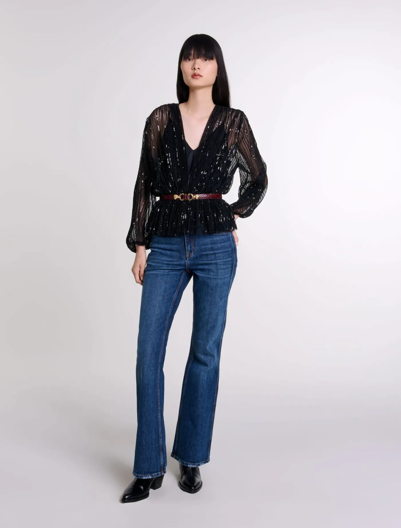 Belted sequin shirt^Maje Best