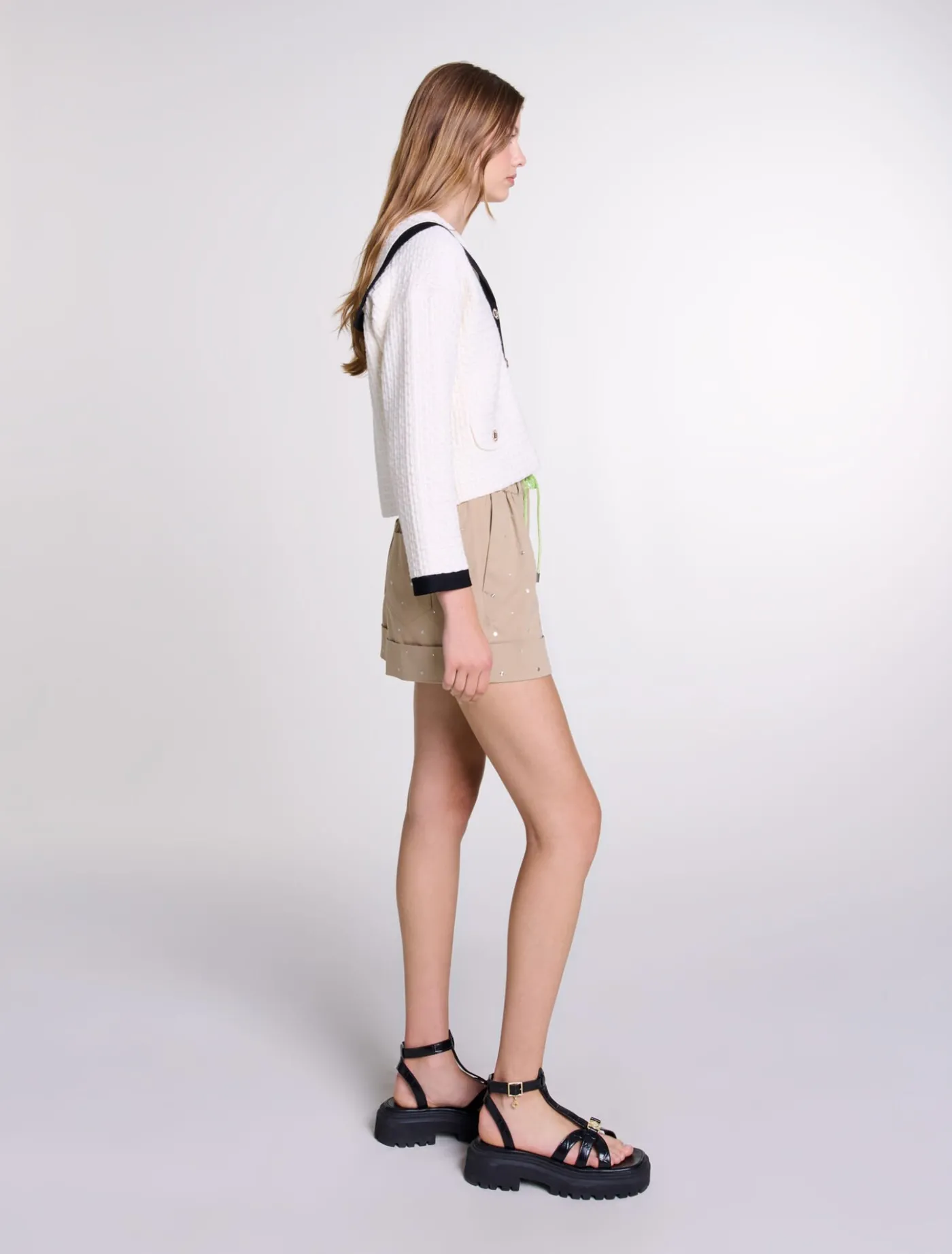 Contrast collar cardigan^Maje Best Sale