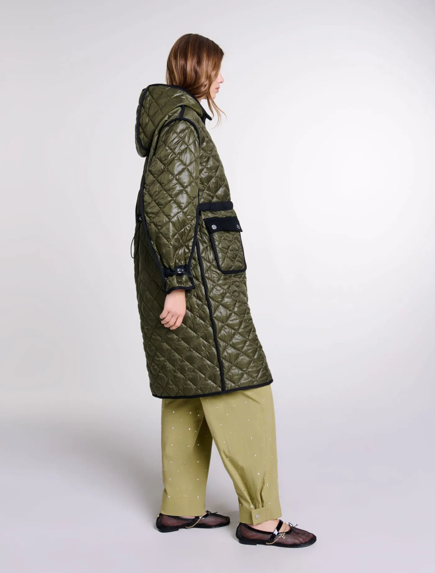 Contrast quilted puffer jacket^Maje Hot