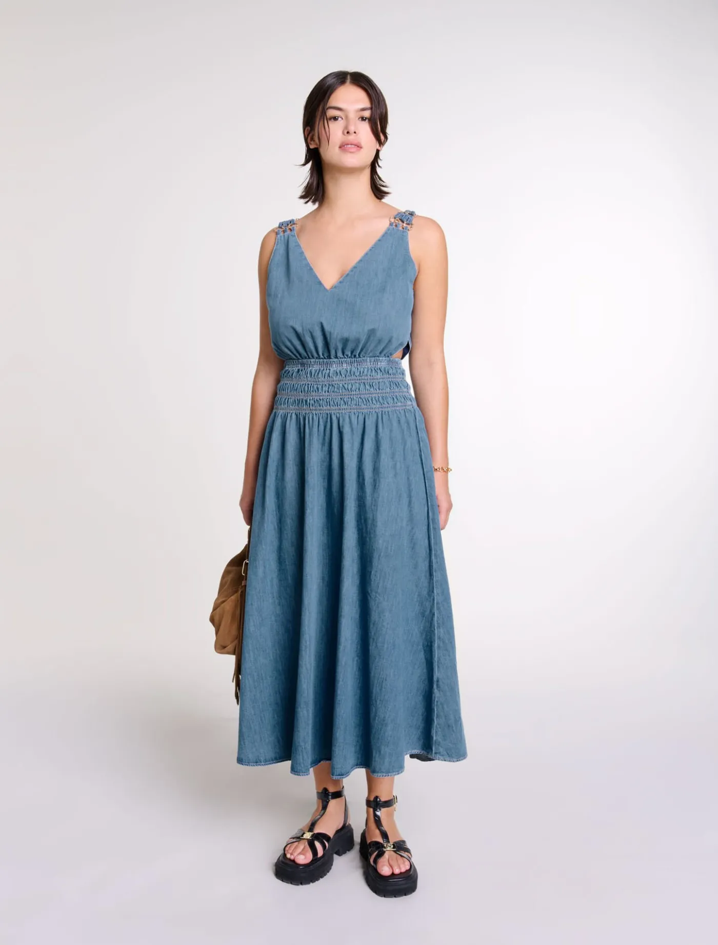 Cutaway denim maxi dress^Maje Cheap