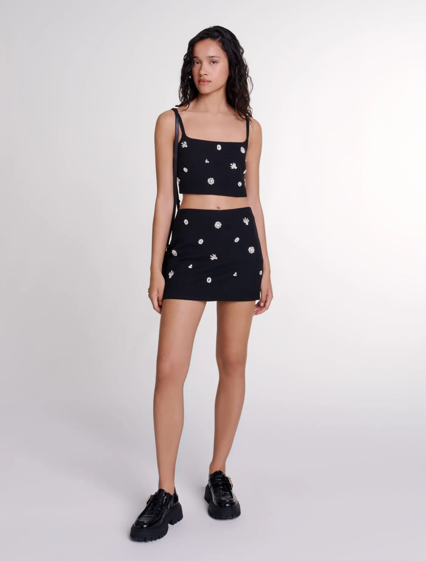 Diamanté effect skort^Maje Cheap