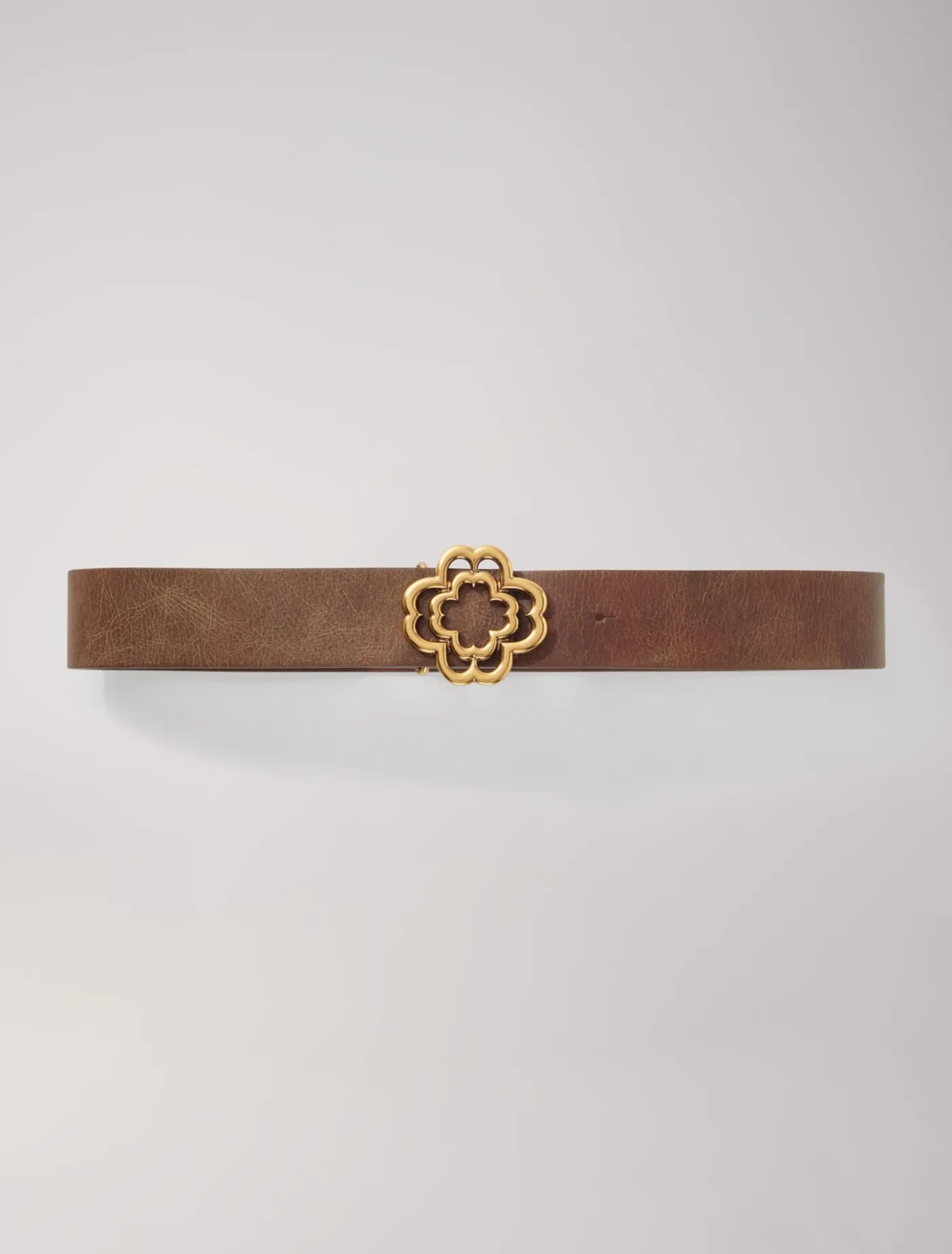 Distressed leather Clover belt^Maje Sale