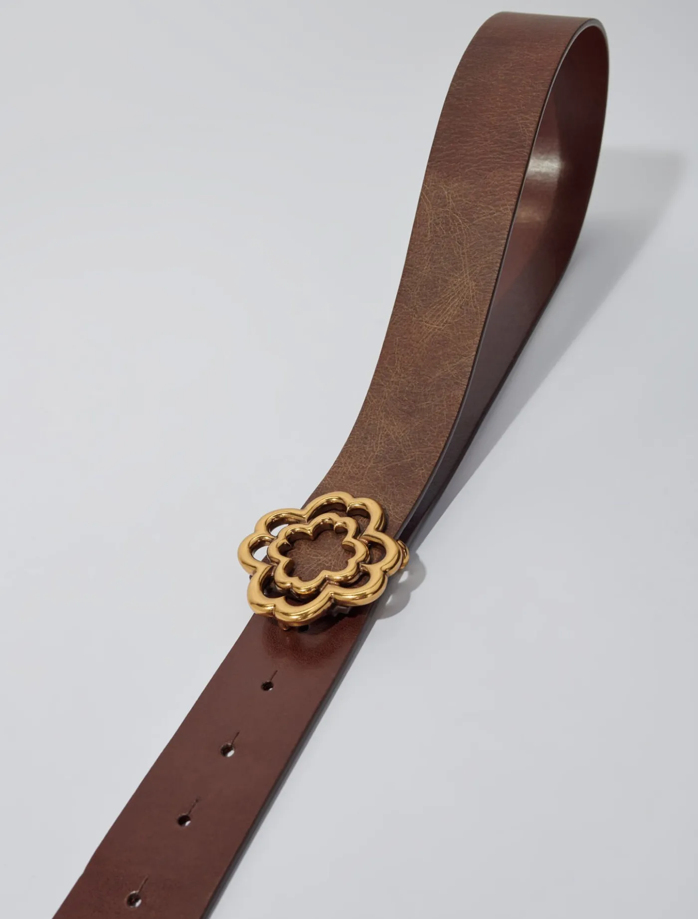 Distressed leather Clover belt^Maje Sale