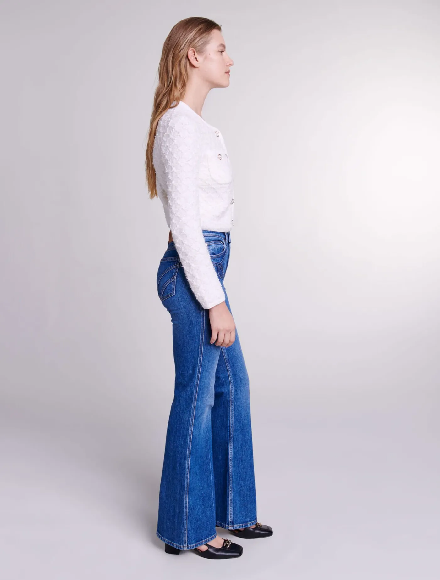 Embroidered flared jeans^Maje Sale