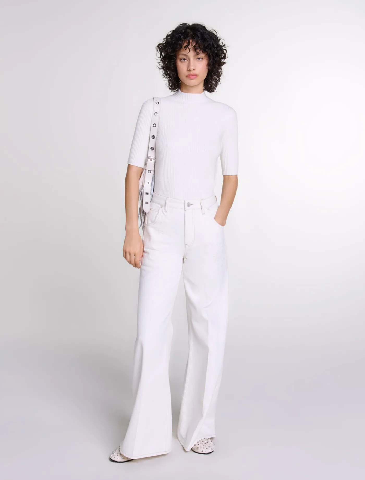 Embroidered high-waisted jeans^Maje Sale