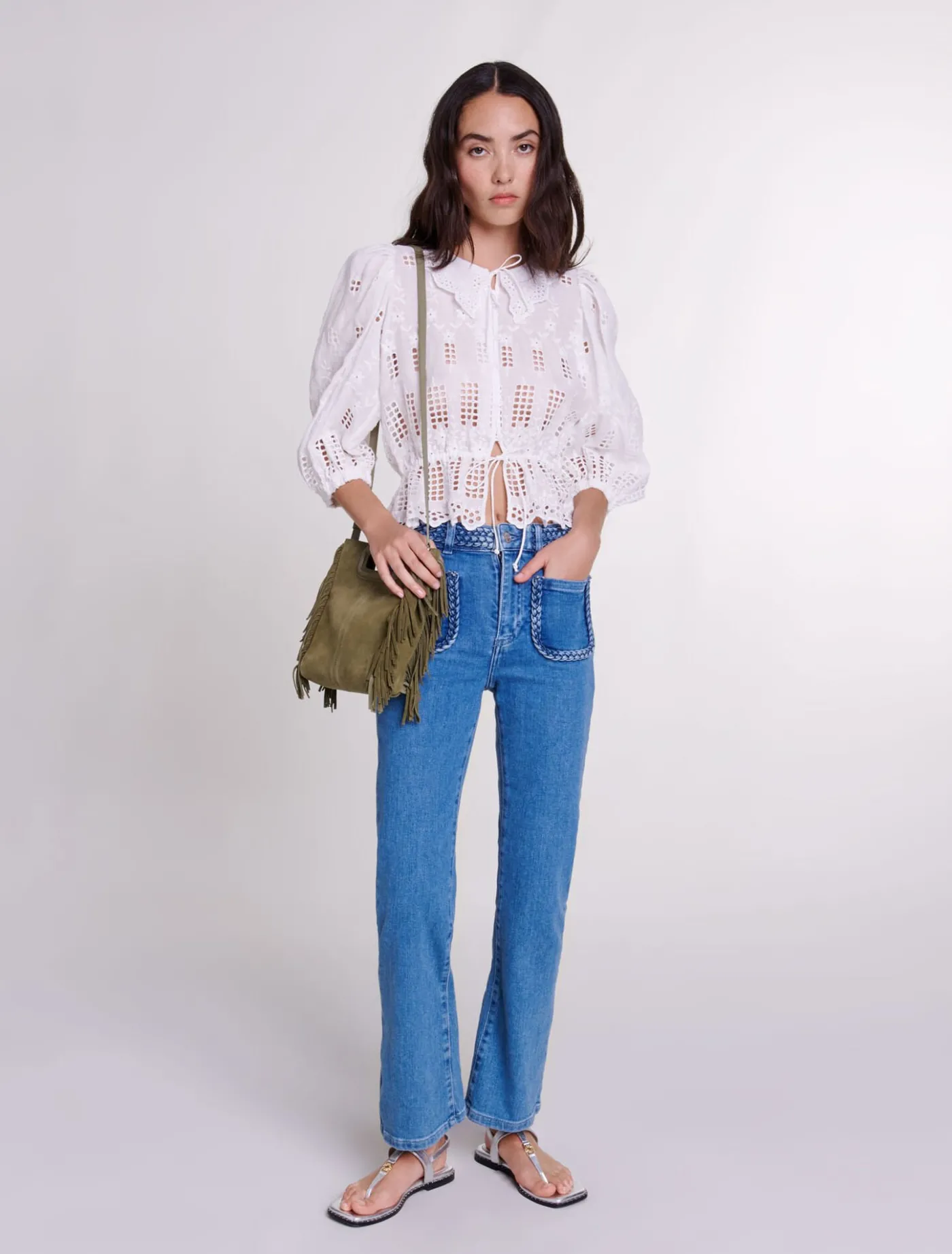 Embroidered ramie blouse^Maje Flash Sale