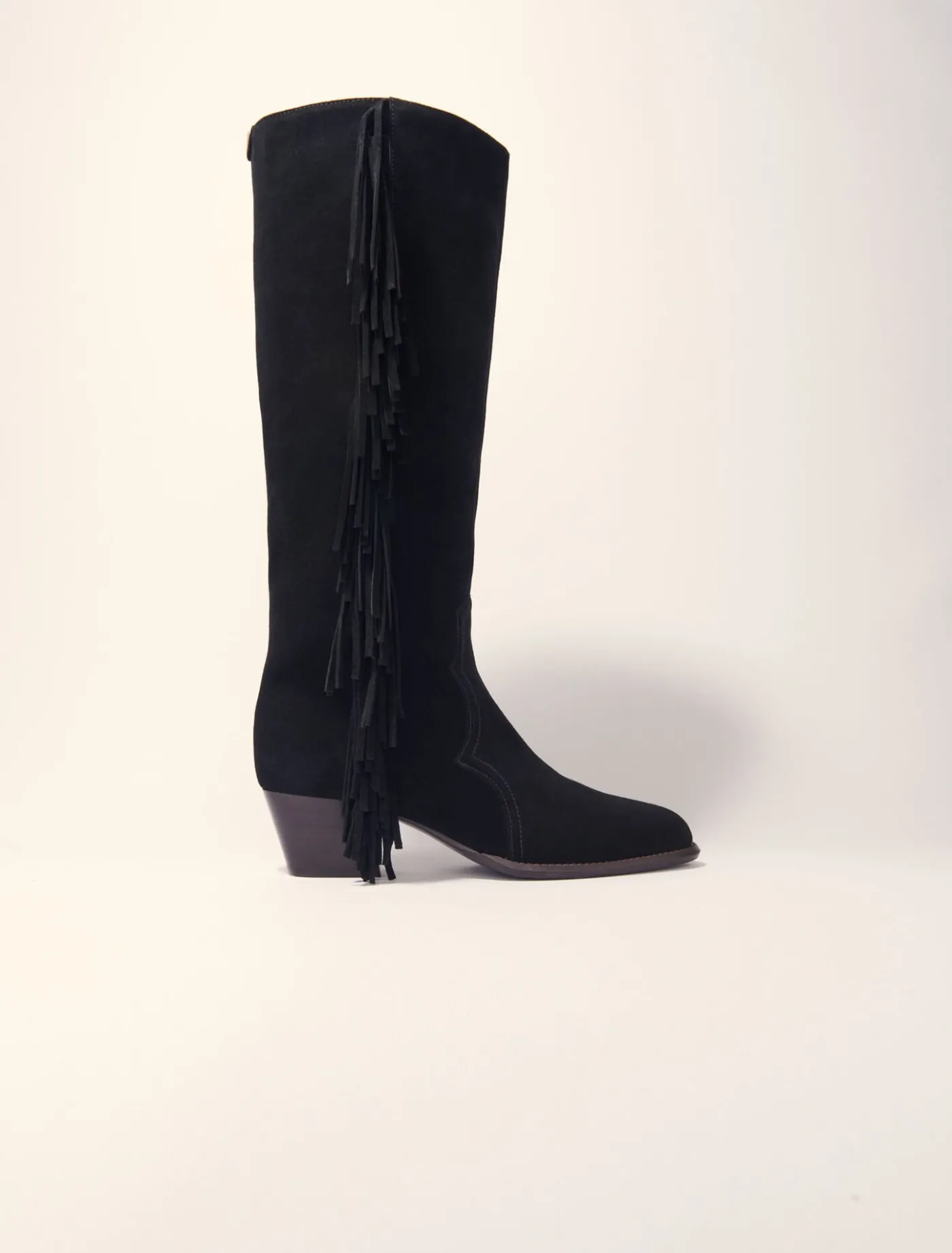 Fringed suede cowboy boots^Maje Cheap