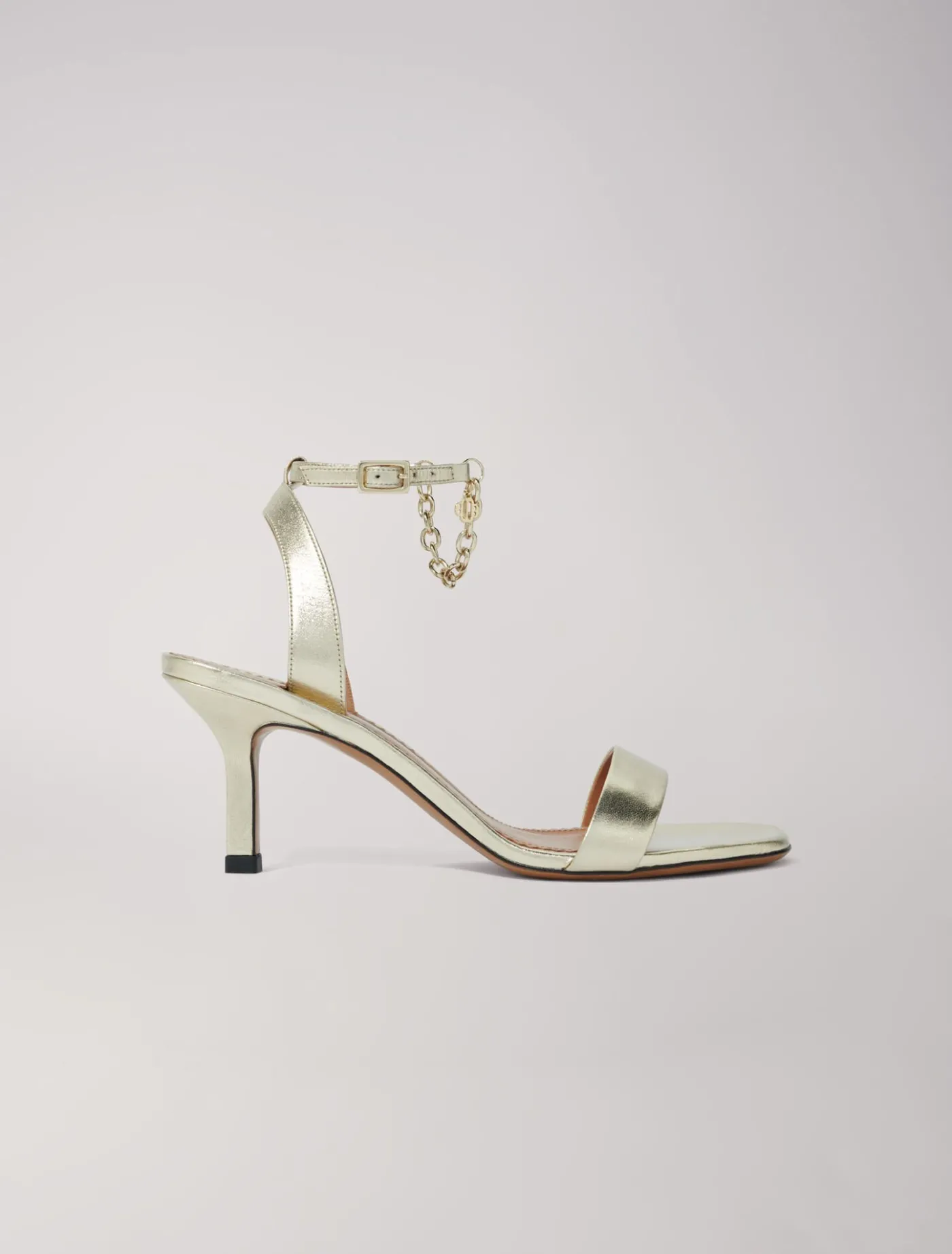 Gold metallic leather sandals^Maje Store