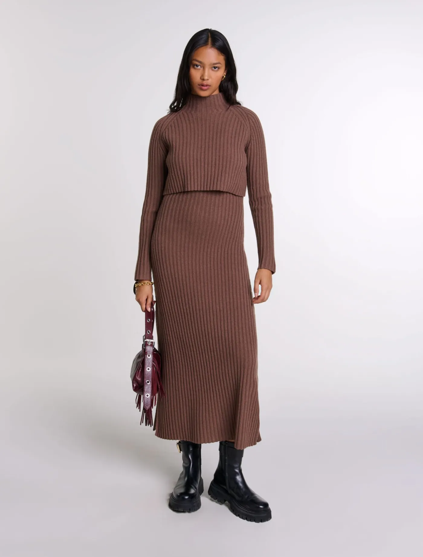 2-in-1 wool maxi dress^Maje Hot