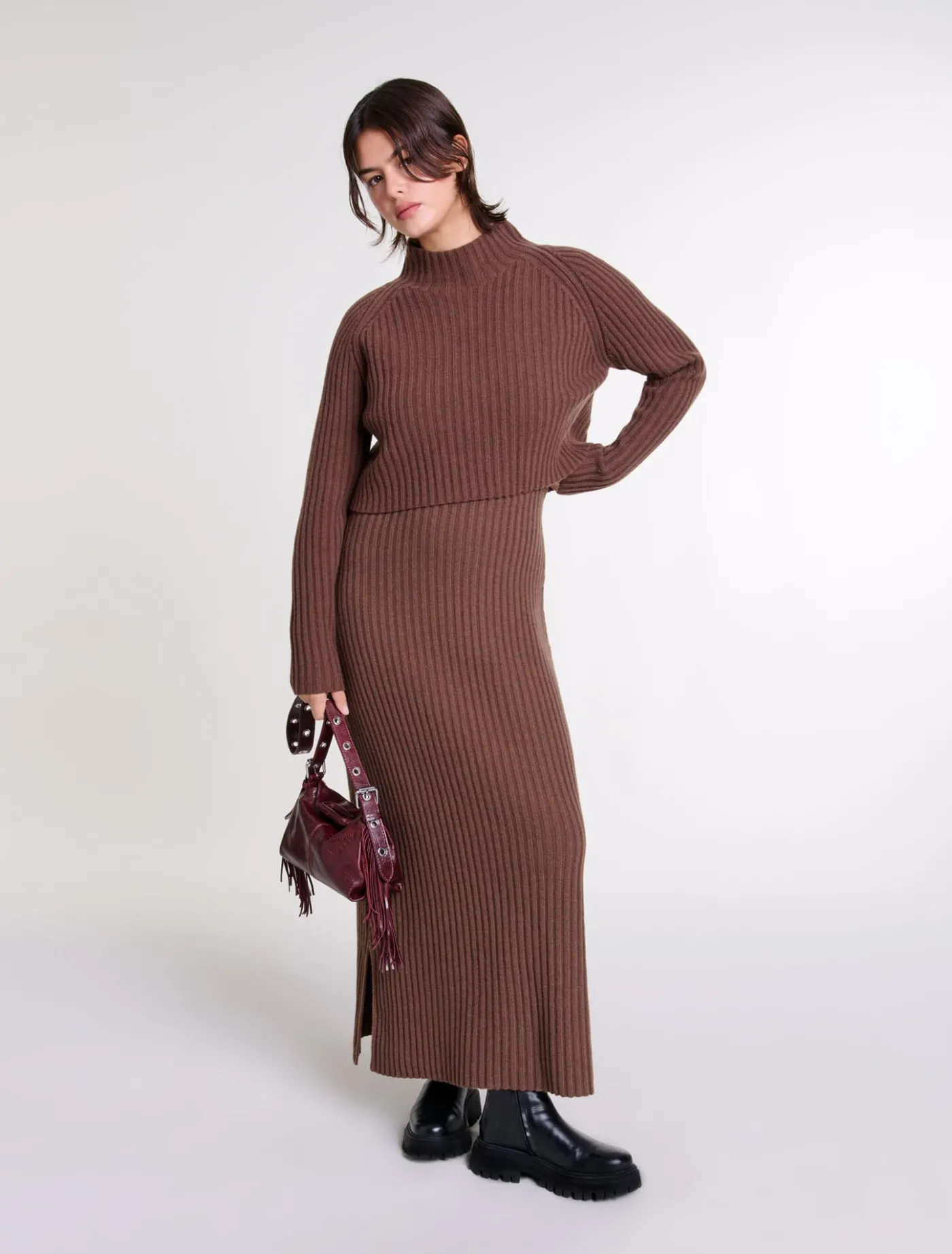 2-in-1 wool maxi dress^Maje Hot