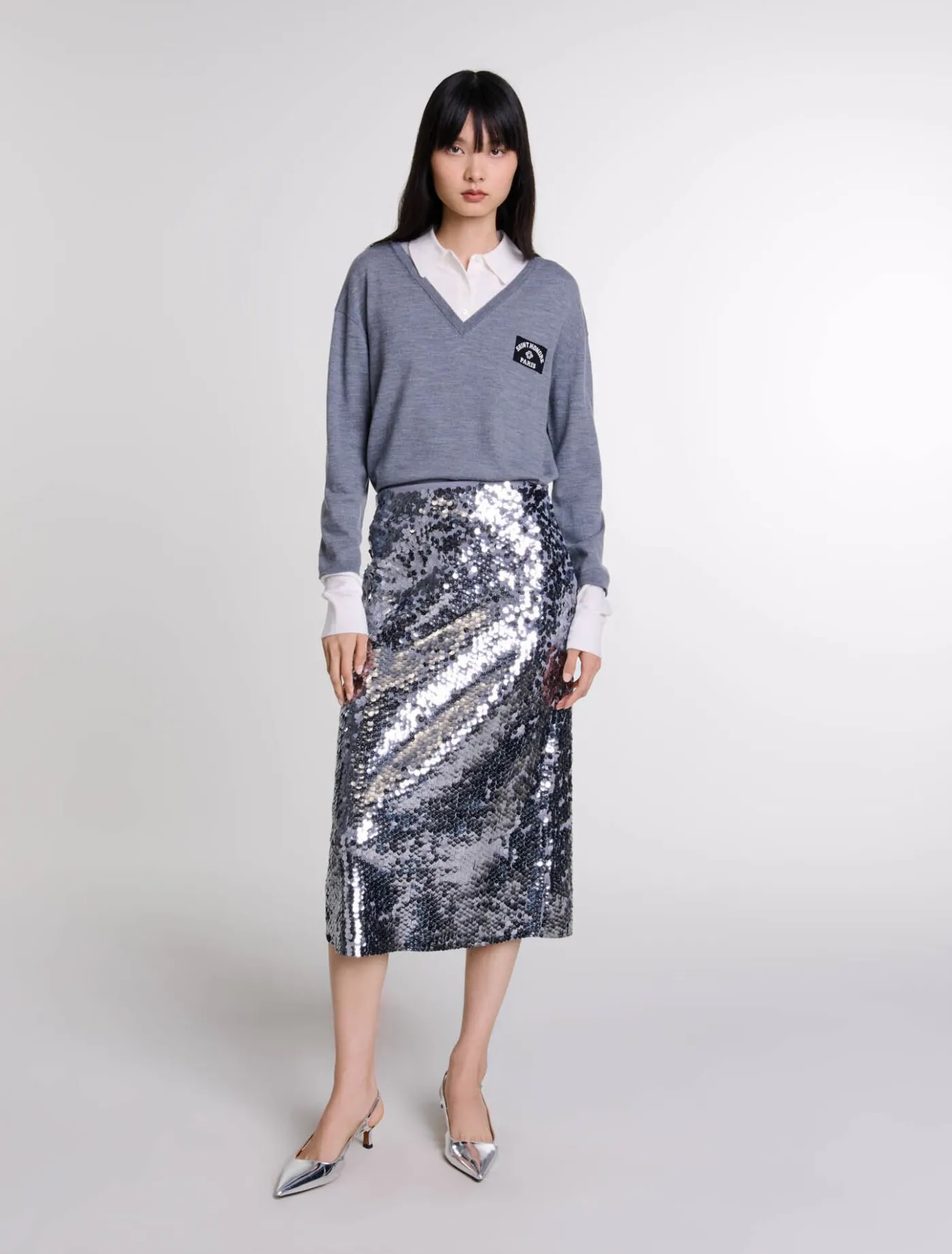 Knit skirt with sequins^Maje Clearance