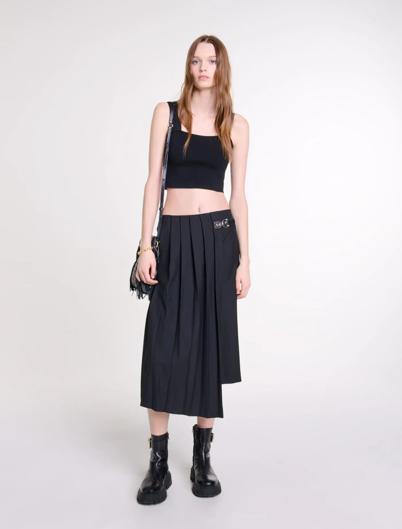 Knitted crop top with straps^Maje Hot