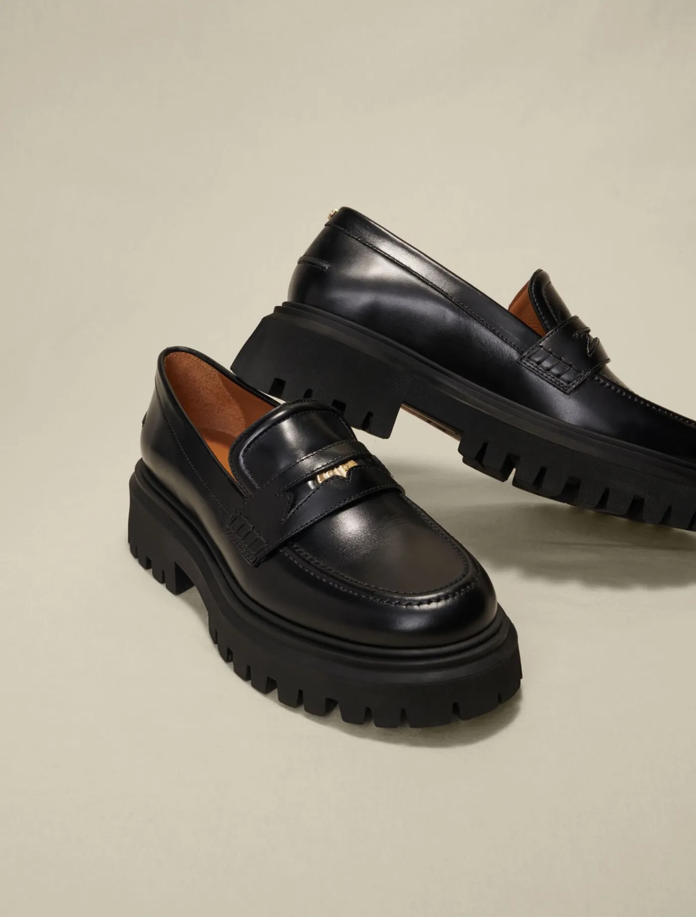 Leather platform loafers^Maje Cheap