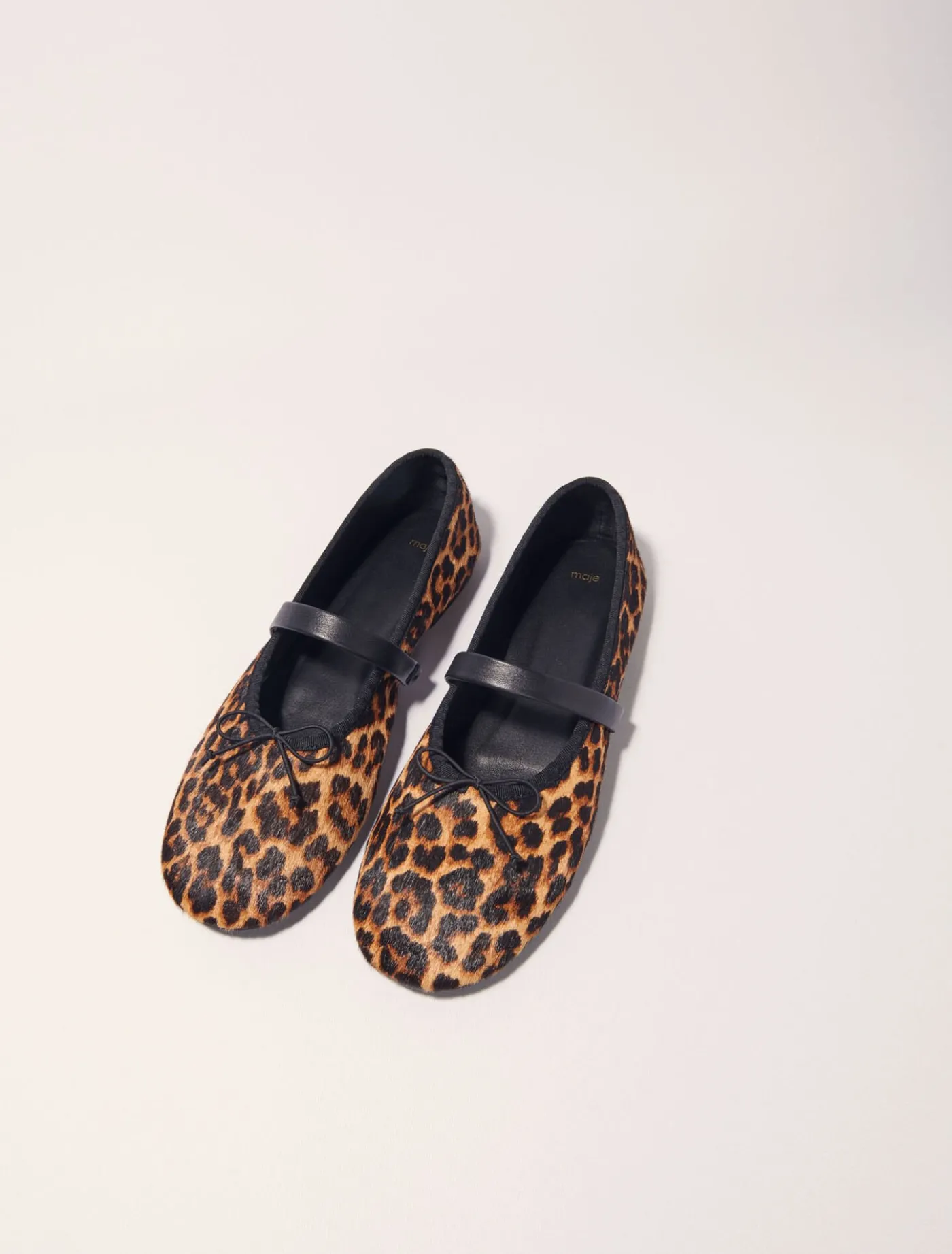 Leopard-effect leather ballet flats^Maje Cheap