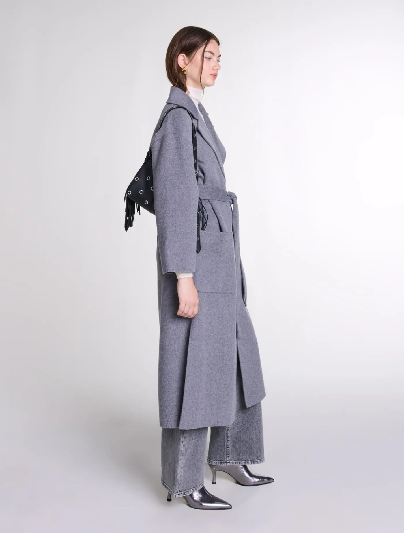 Long double-faced coat with belt^Maje Sale