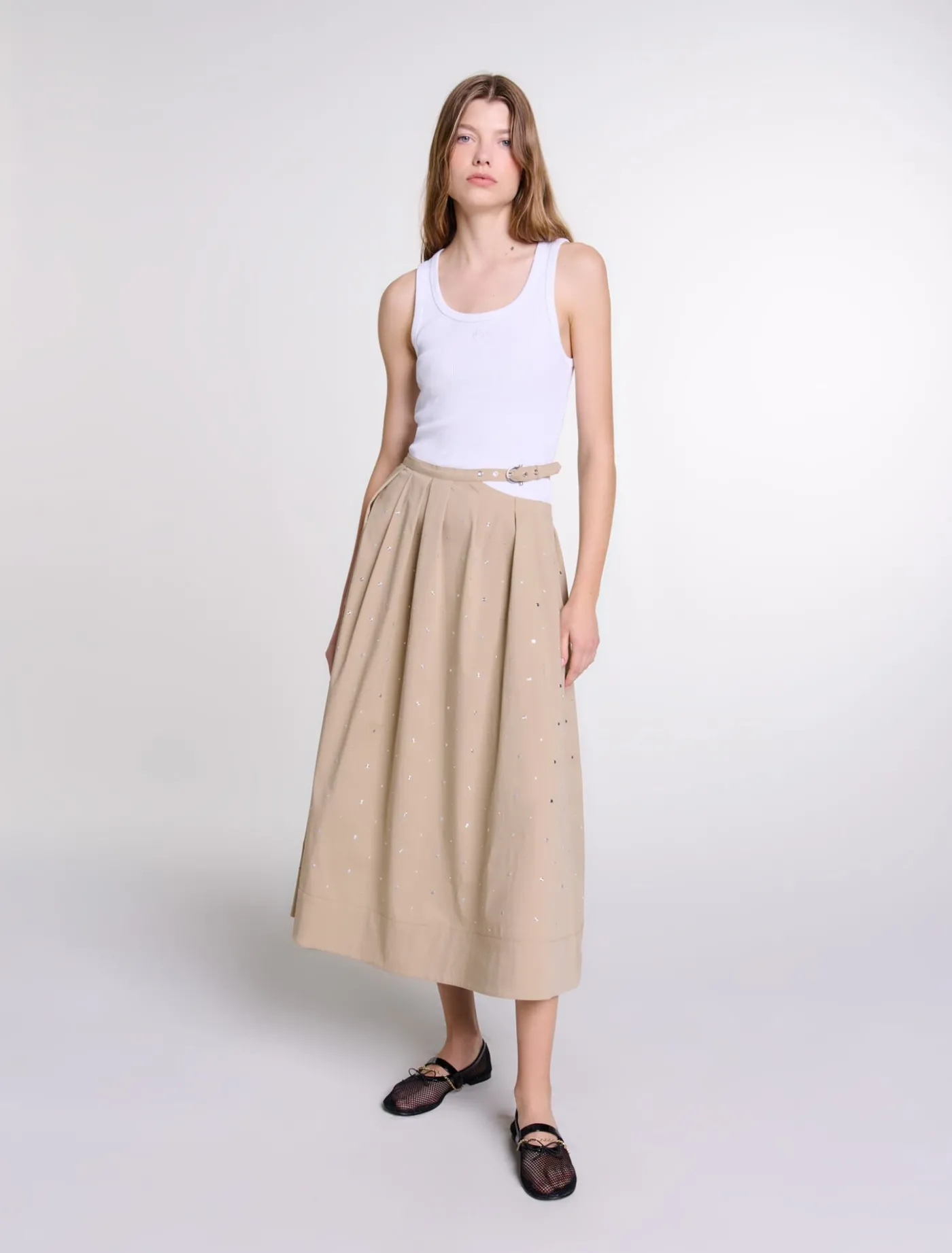 Long studded cotton skirt^Maje Online