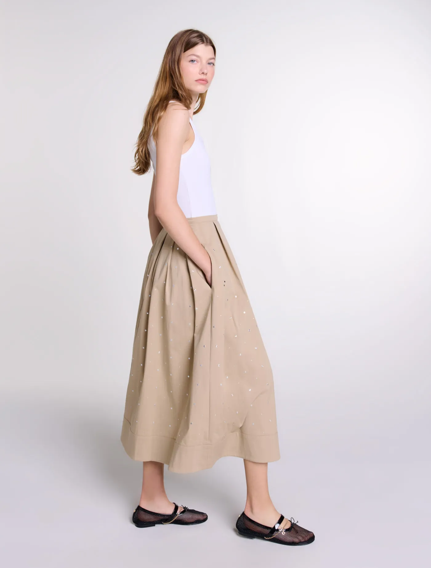 Long studded cotton skirt^Maje Online