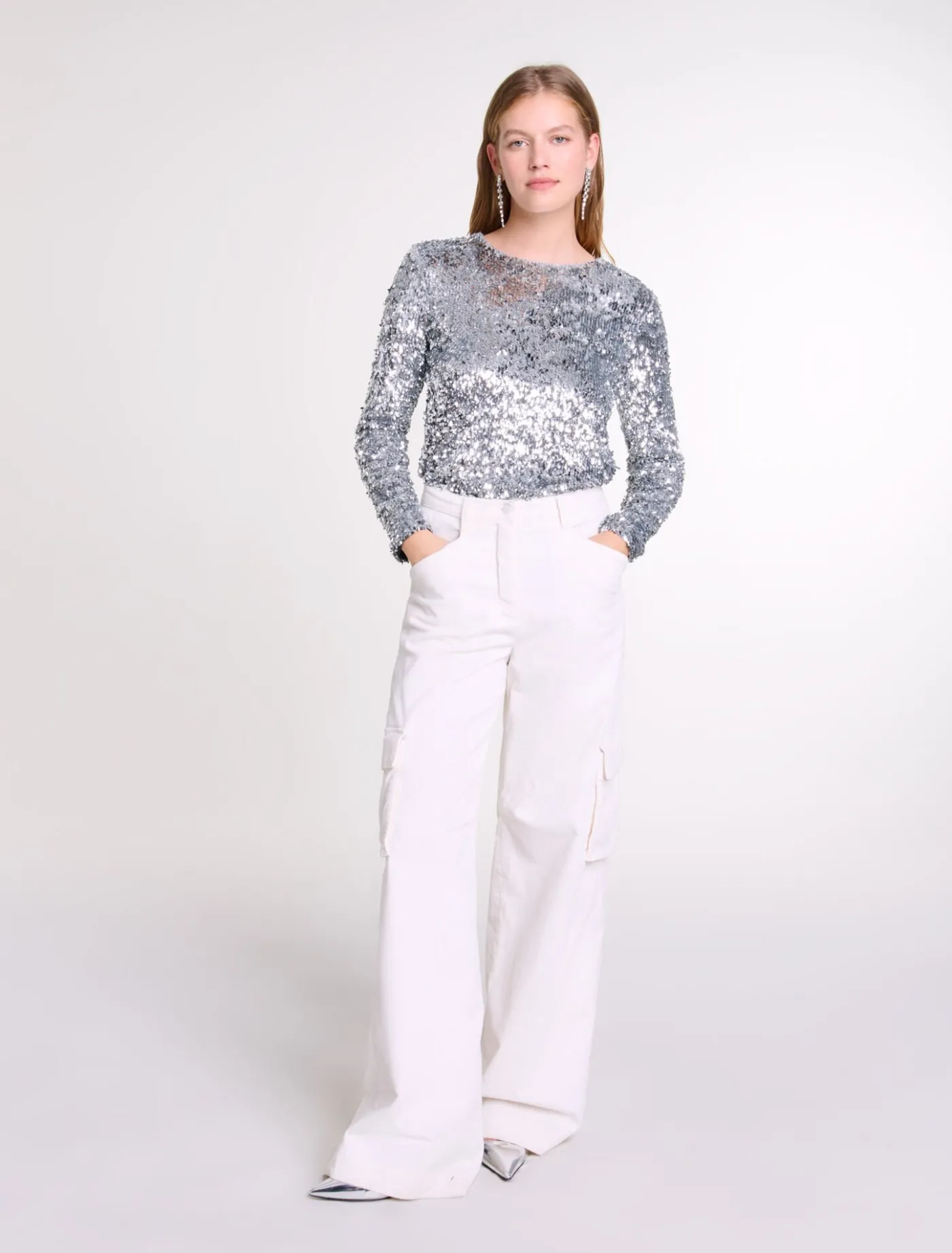 Long-sleeved sequinned top^Maje Flash Sale