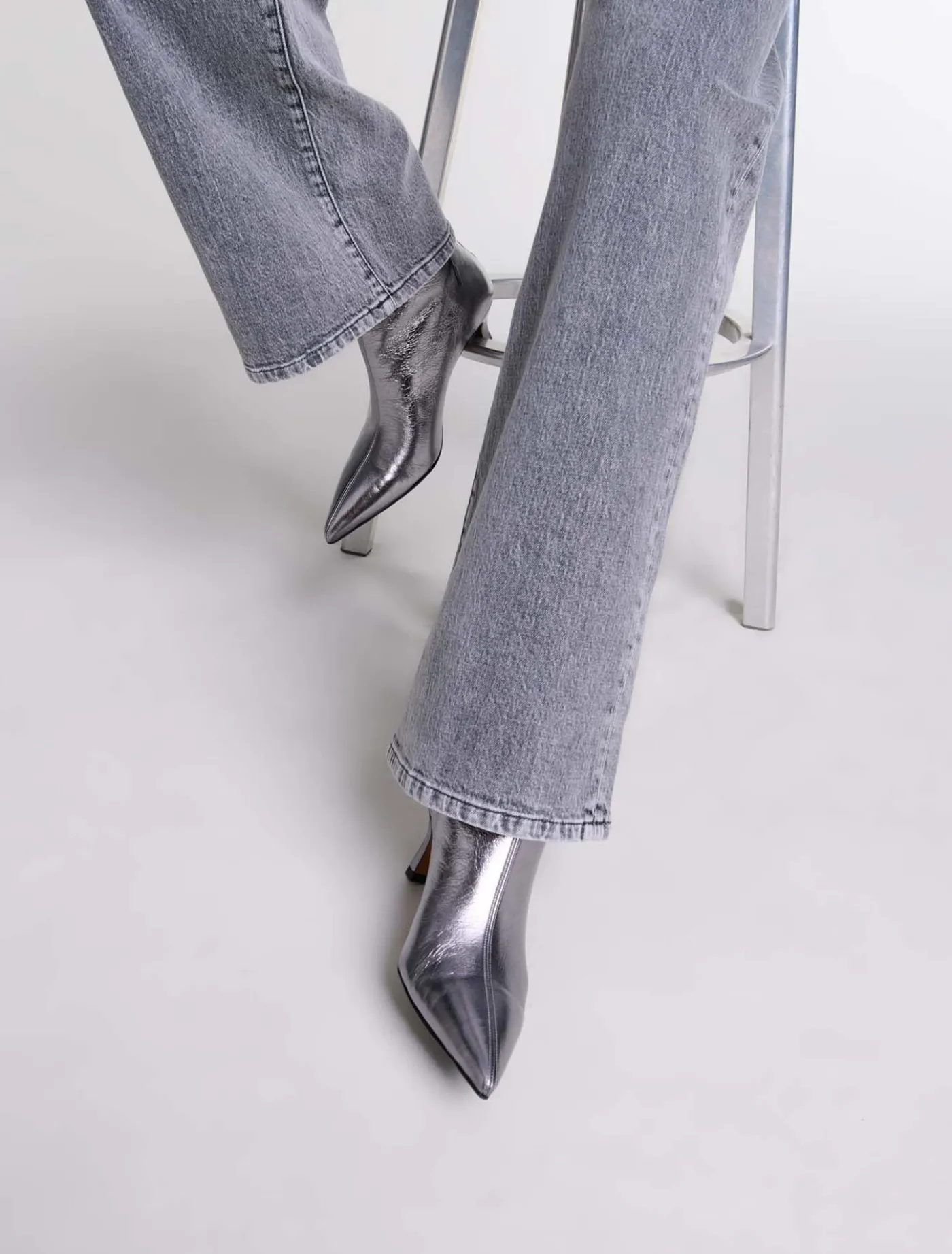 Metallic pointed-toe boots^Maje Cheap