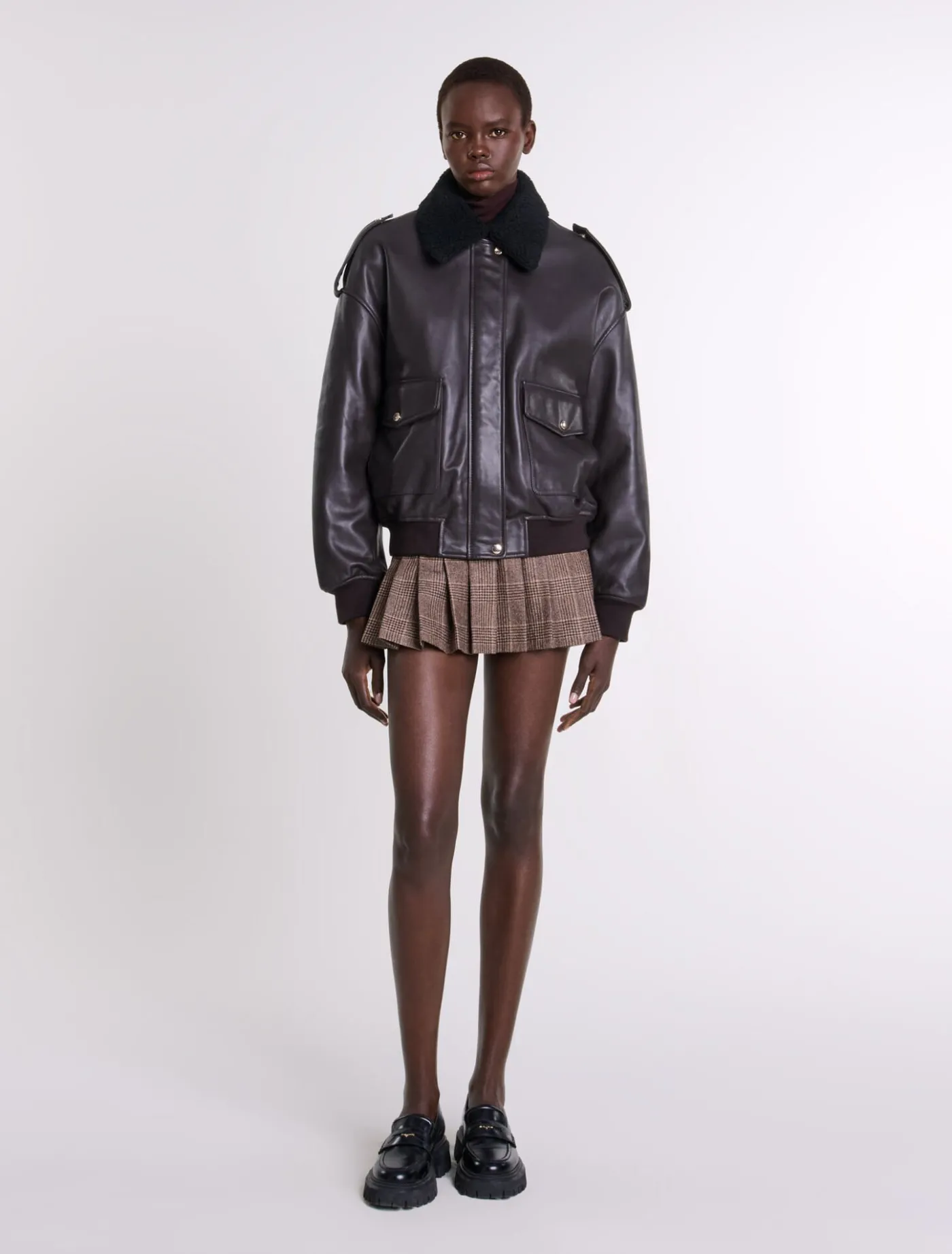 Oversized leather jacket^Maje Sale