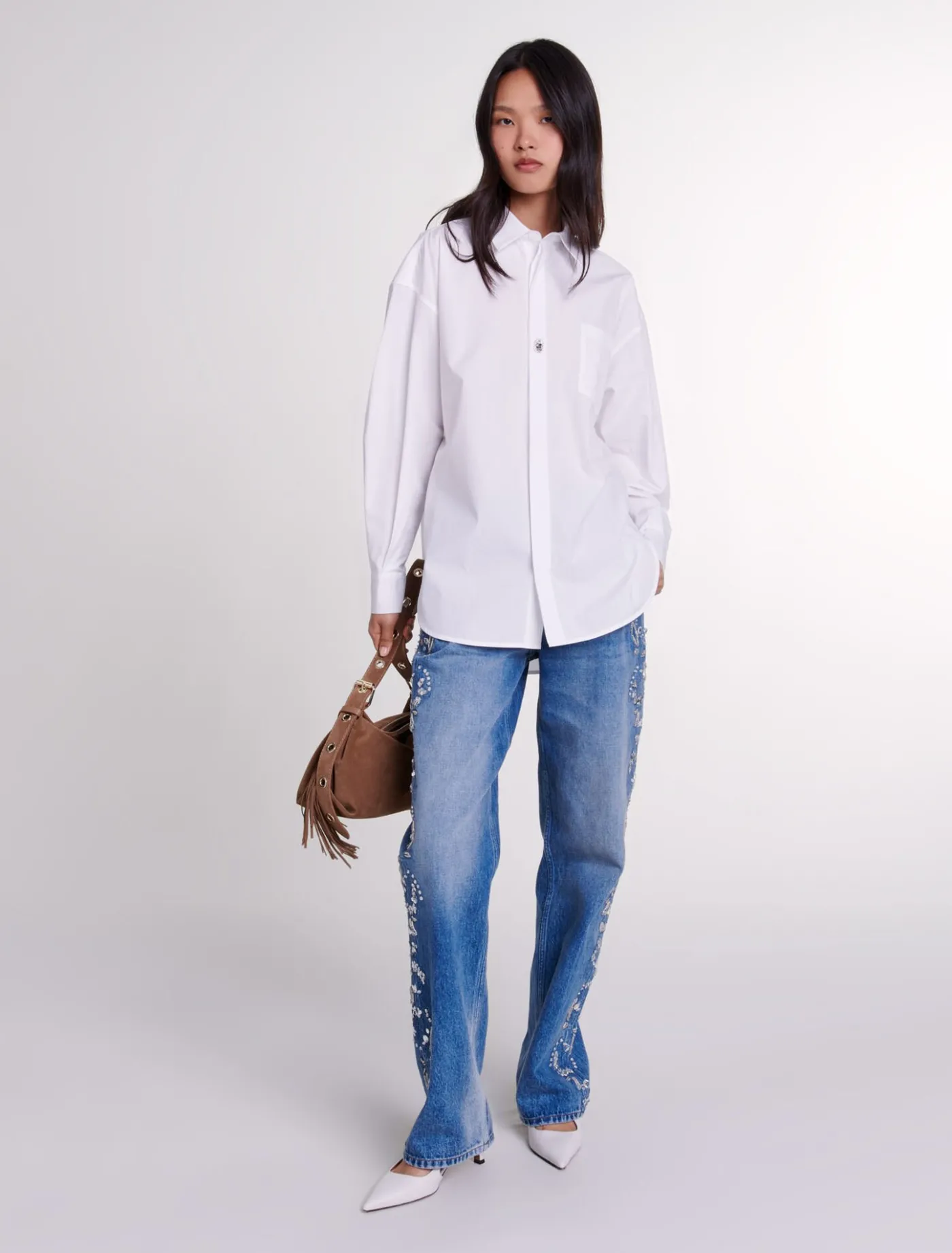 Oversized poplin shirt^Maje Store