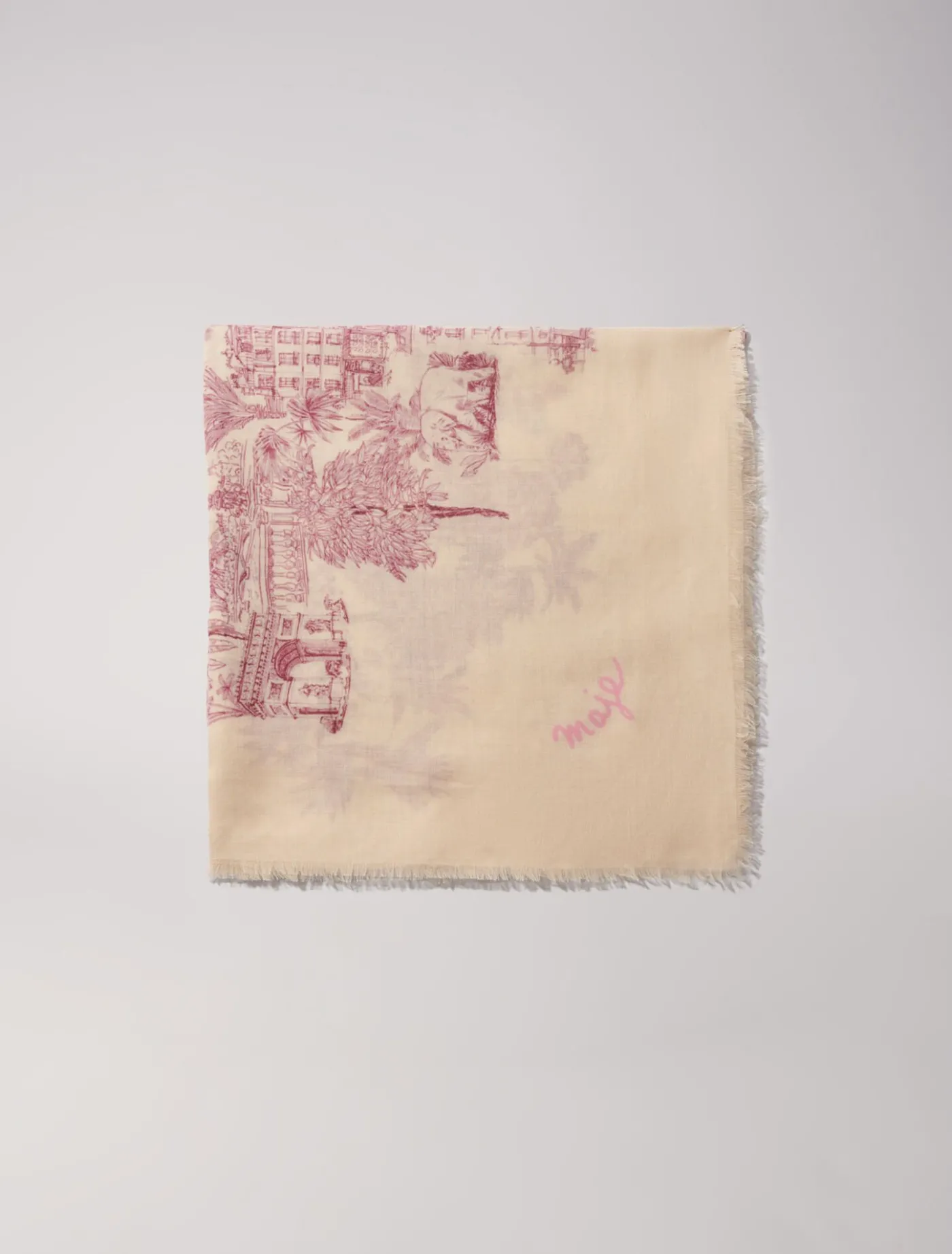 Patterned cashmere blend scarf^Maje Best