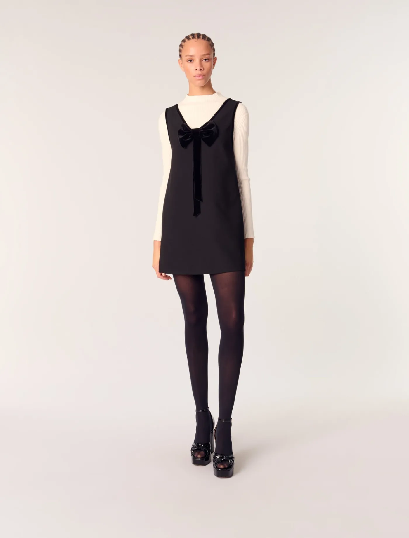 Pinafore dress with velvet collar^Maje Outlet