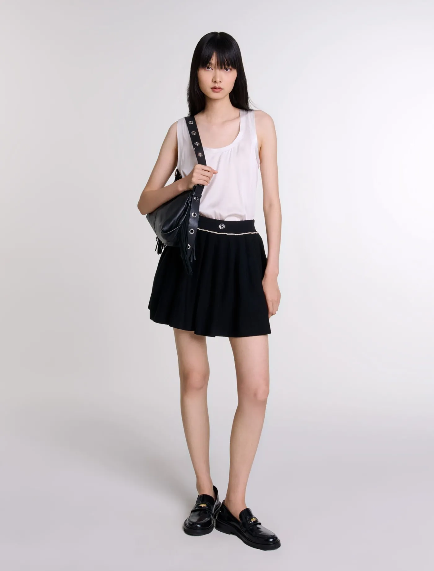 Pleated knit short skirt^Maje Store