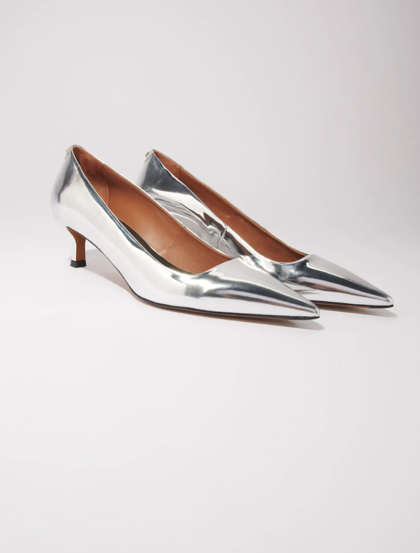 Pointed mirrored leather pumps^Maje Best Sale