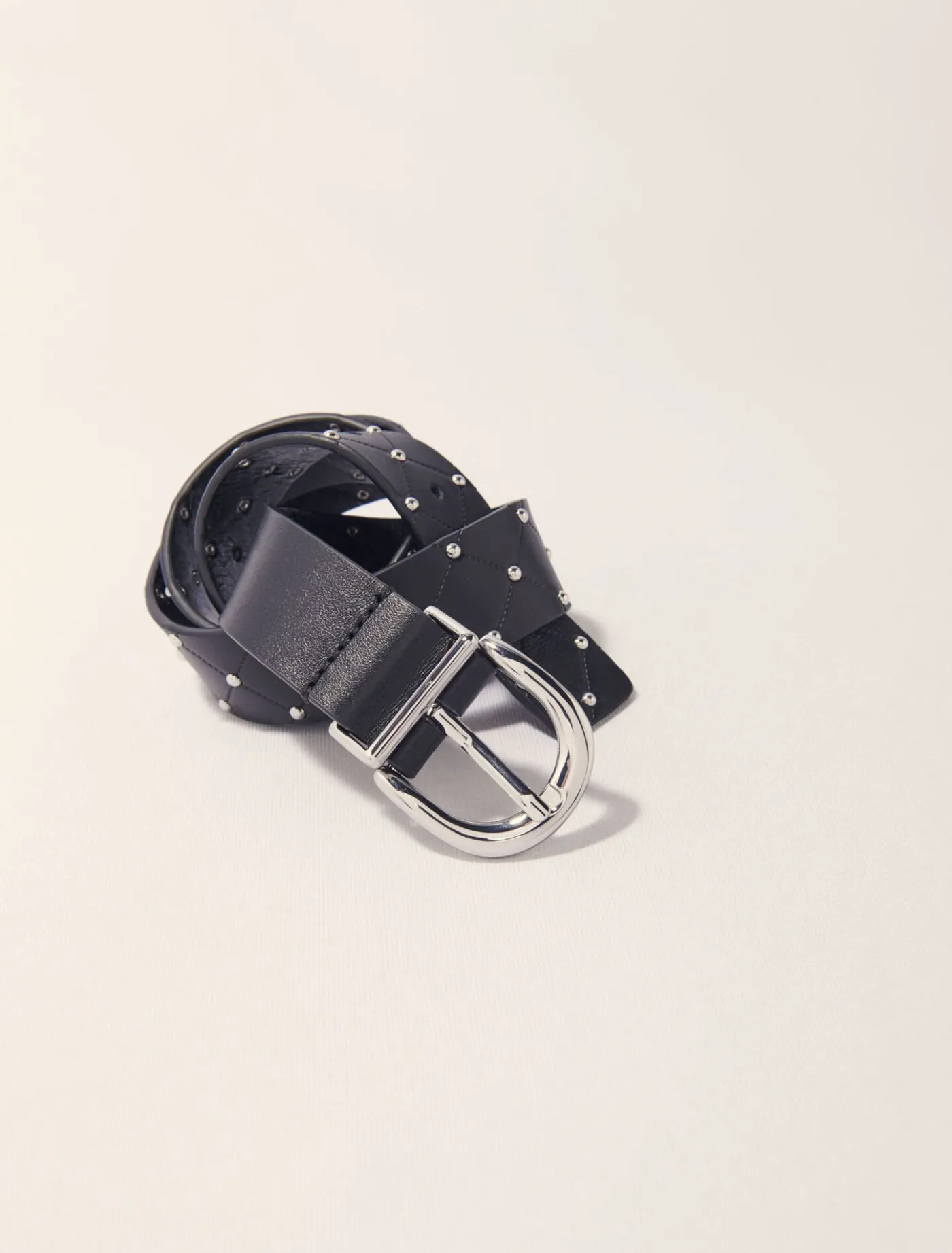 Quilted leather belt^Maje Outlet