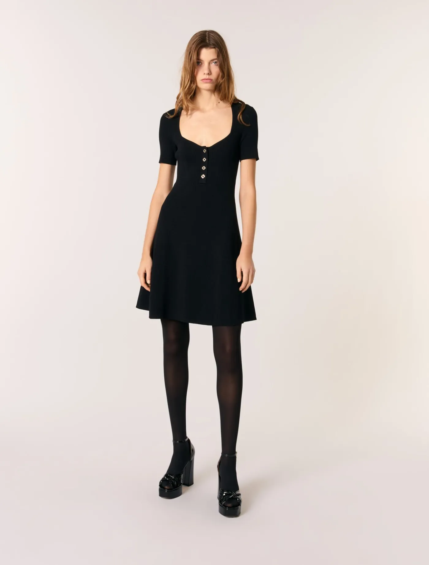 Rib knit short dress^Maje Fashion