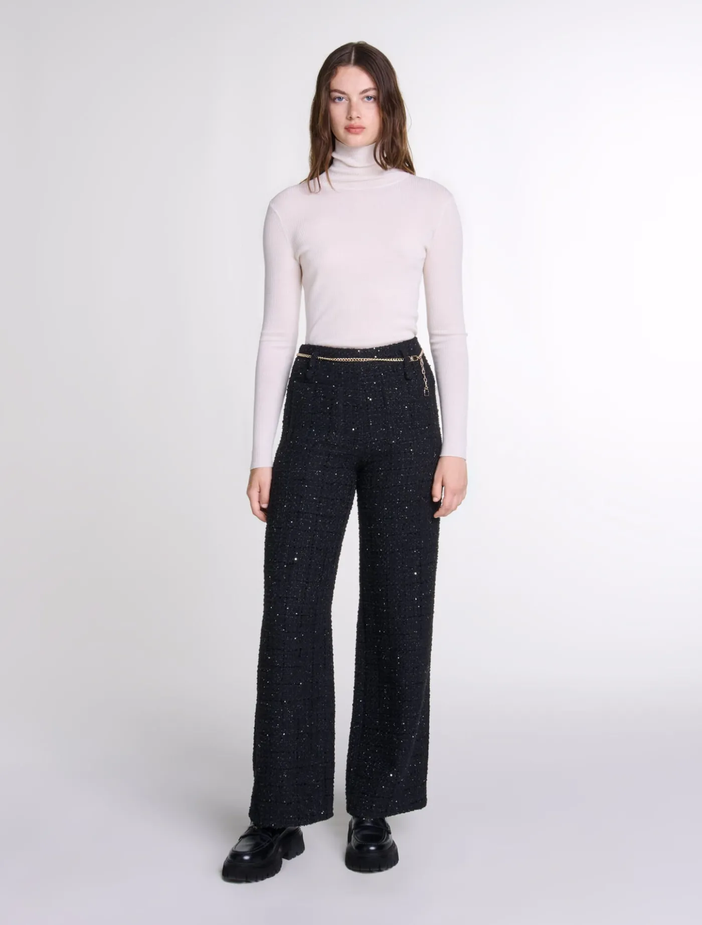 Sequinned tweed trousers^Maje Hot