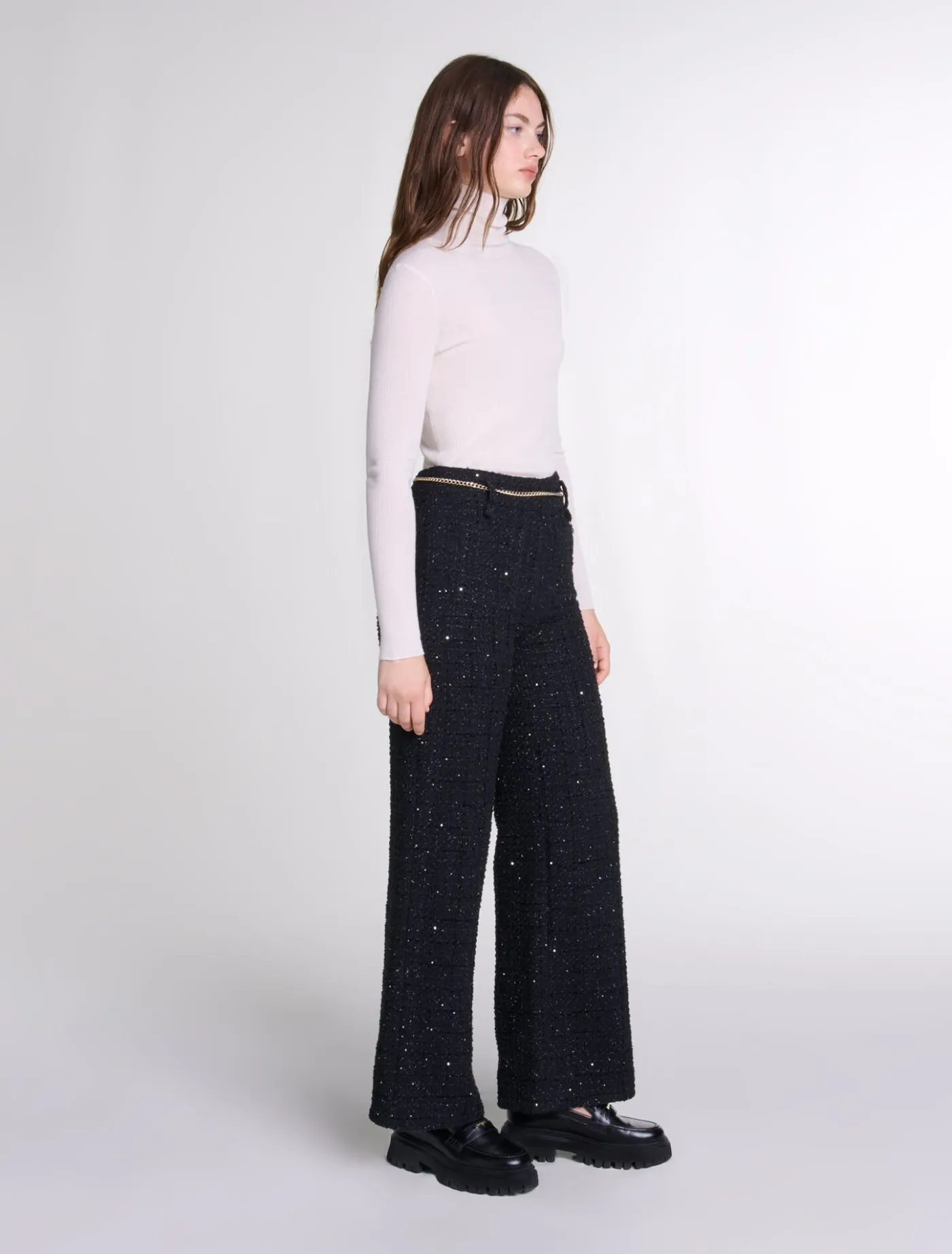 Sequinned tweed trousers^Maje Hot