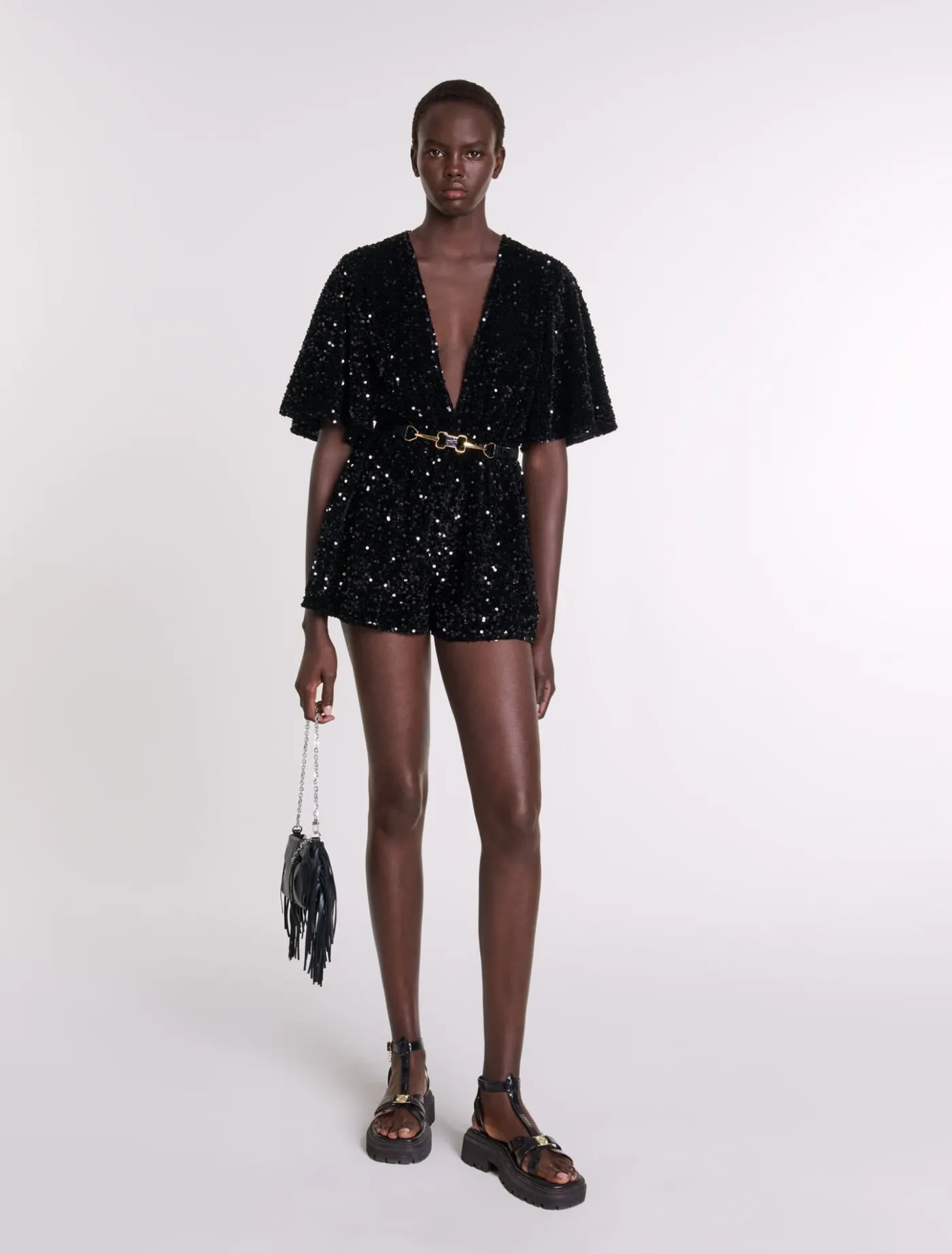 Sequinned velvet playsuit^Maje Outlet