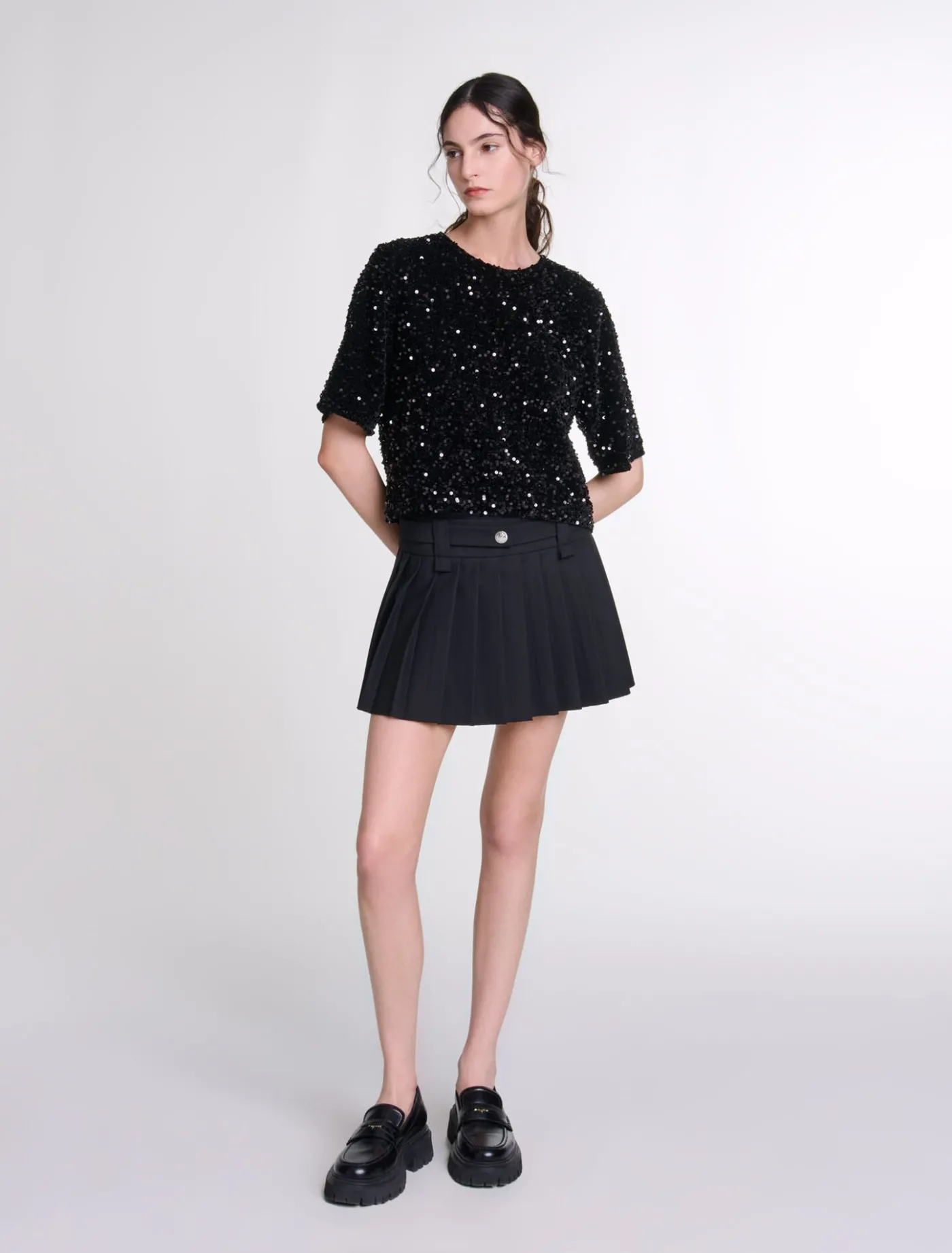 Sequinned velvet top^Maje New