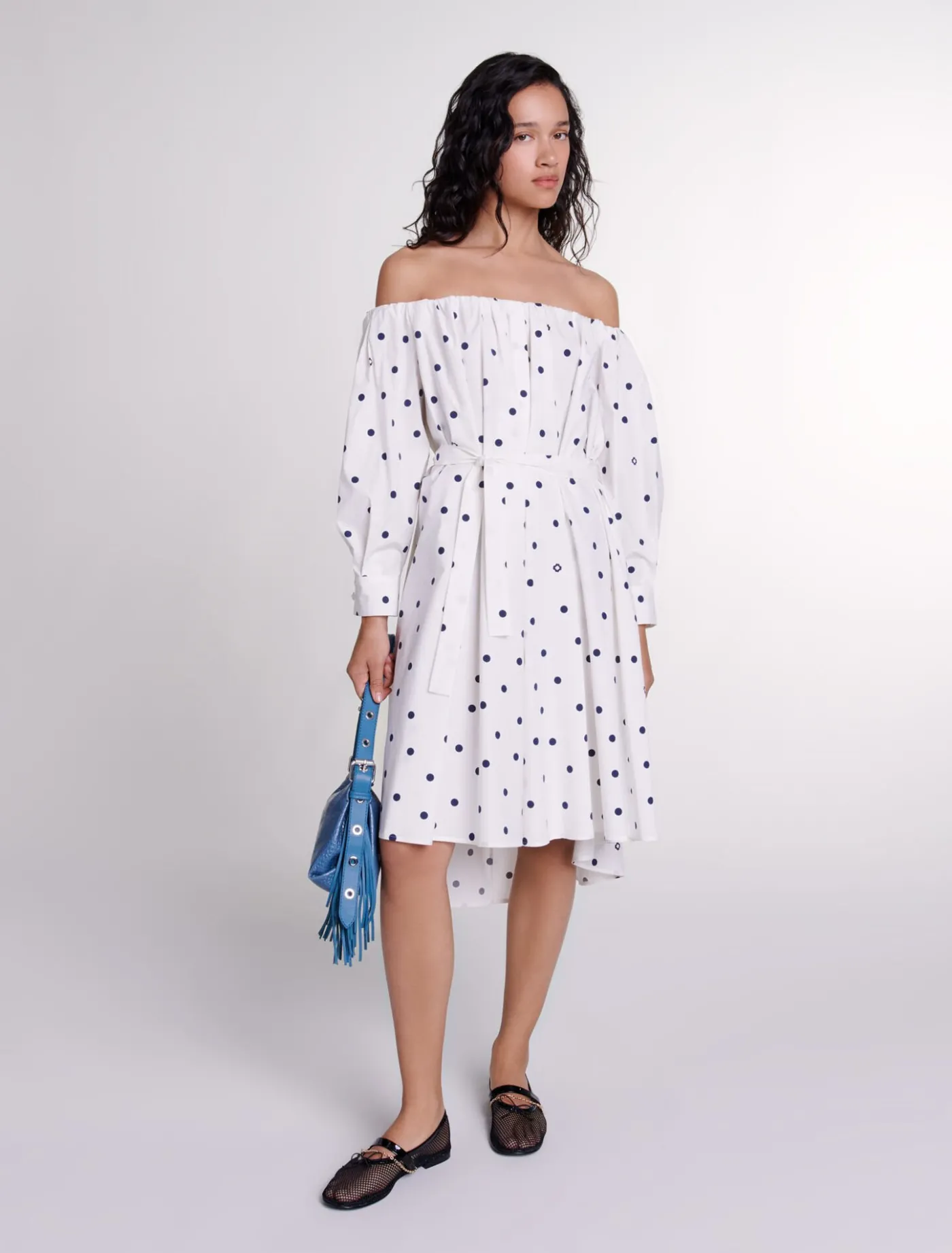 Shirt dress with bardot neckline^Maje Flash Sale