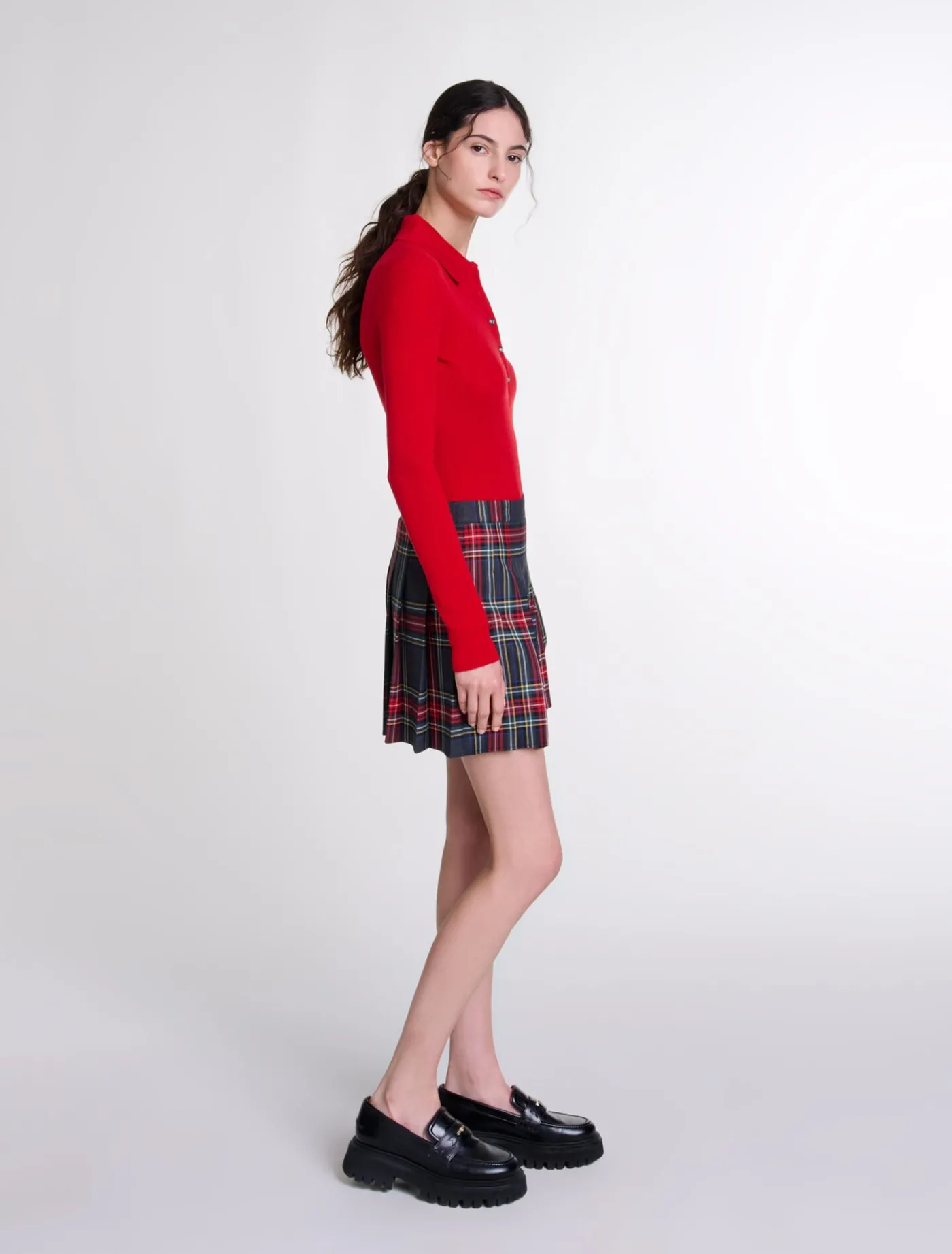 Short tartan print skirt^Maje Sale