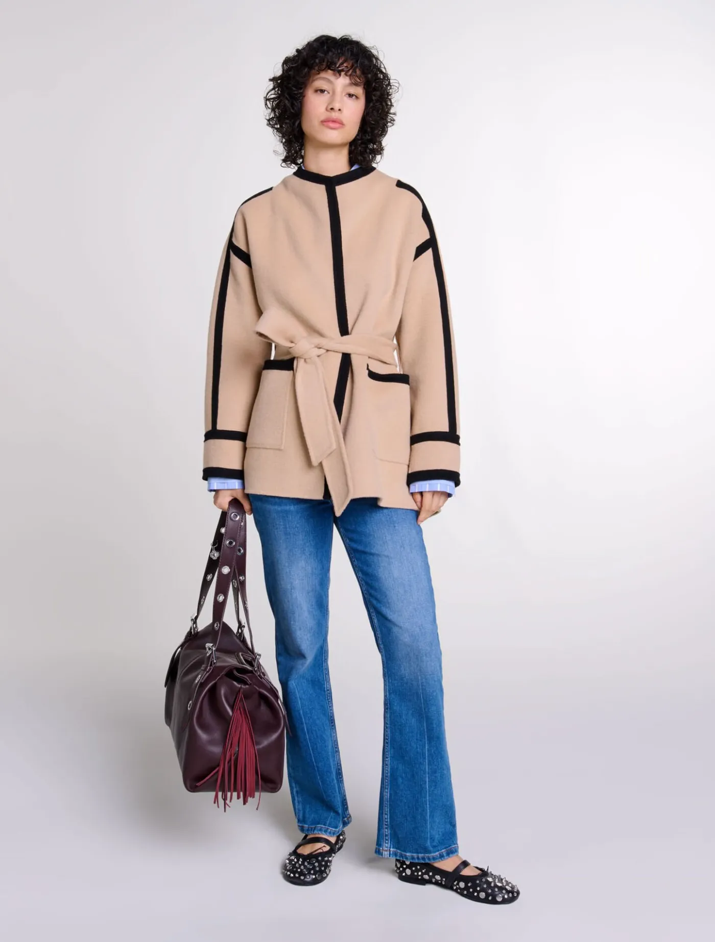 Short two-tone coat^Maje Cheap