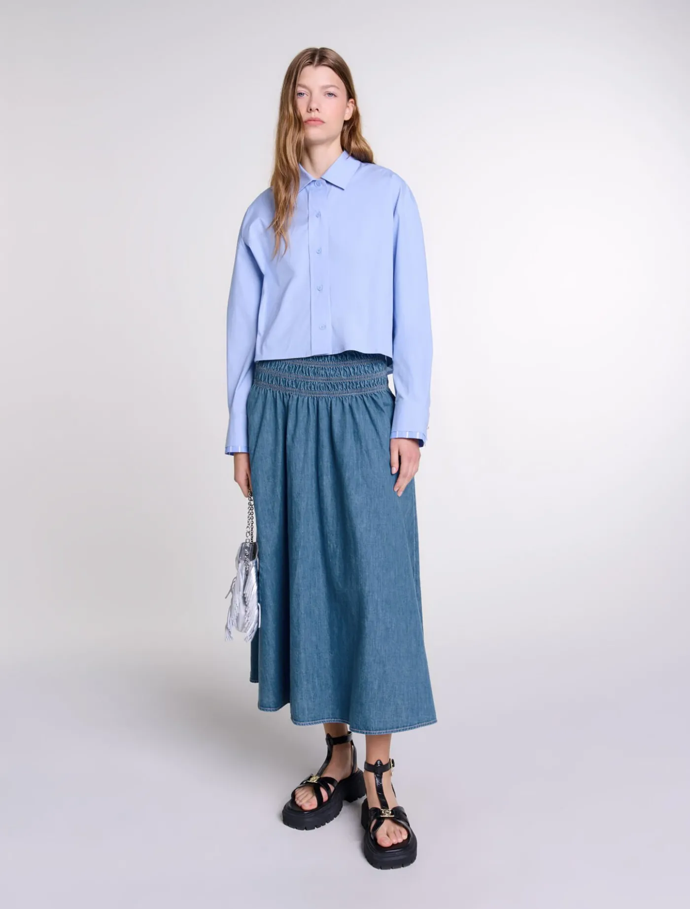 Smocked denim skirt^Maje Best Sale