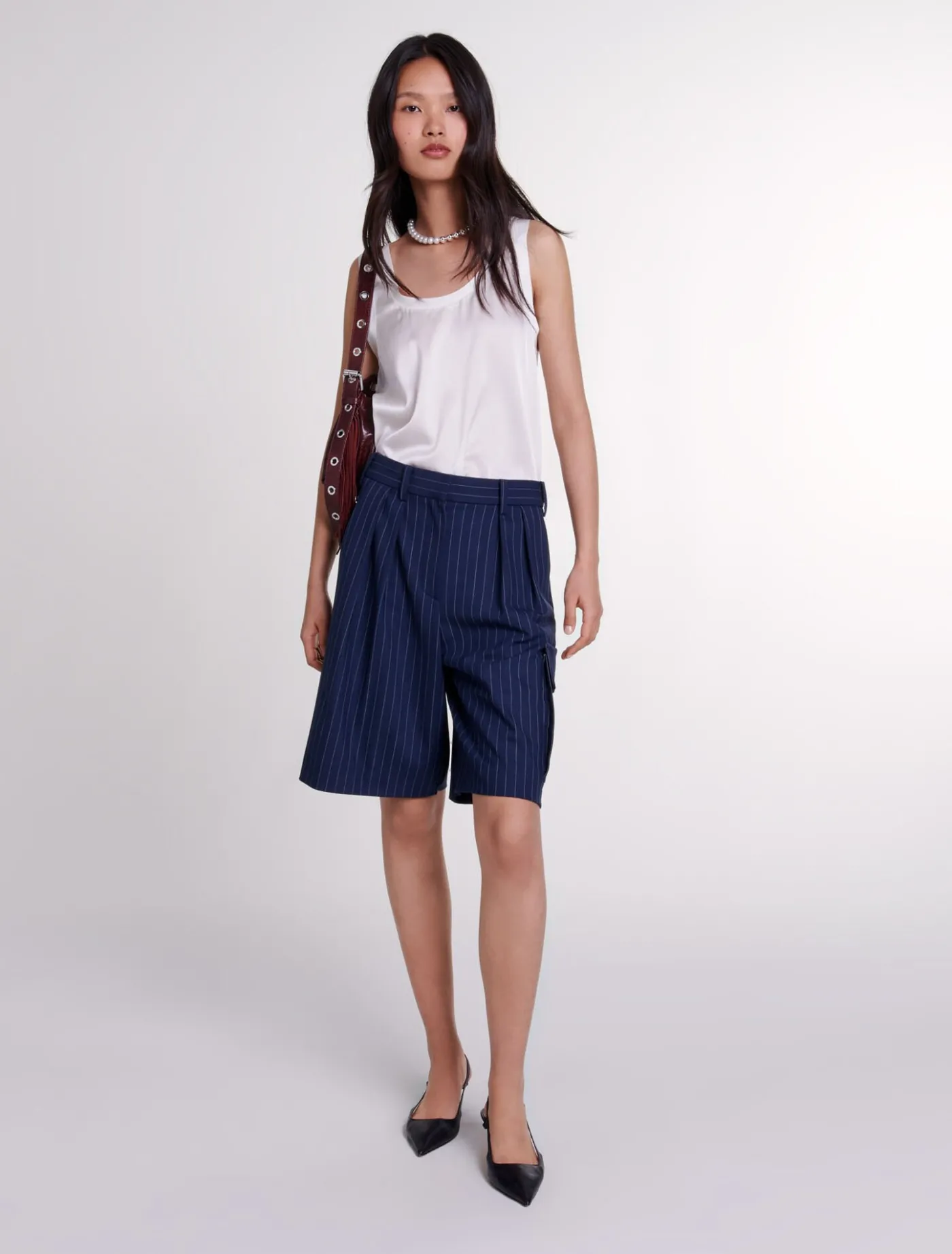 Striped Bermuda shorts^Maje Discount