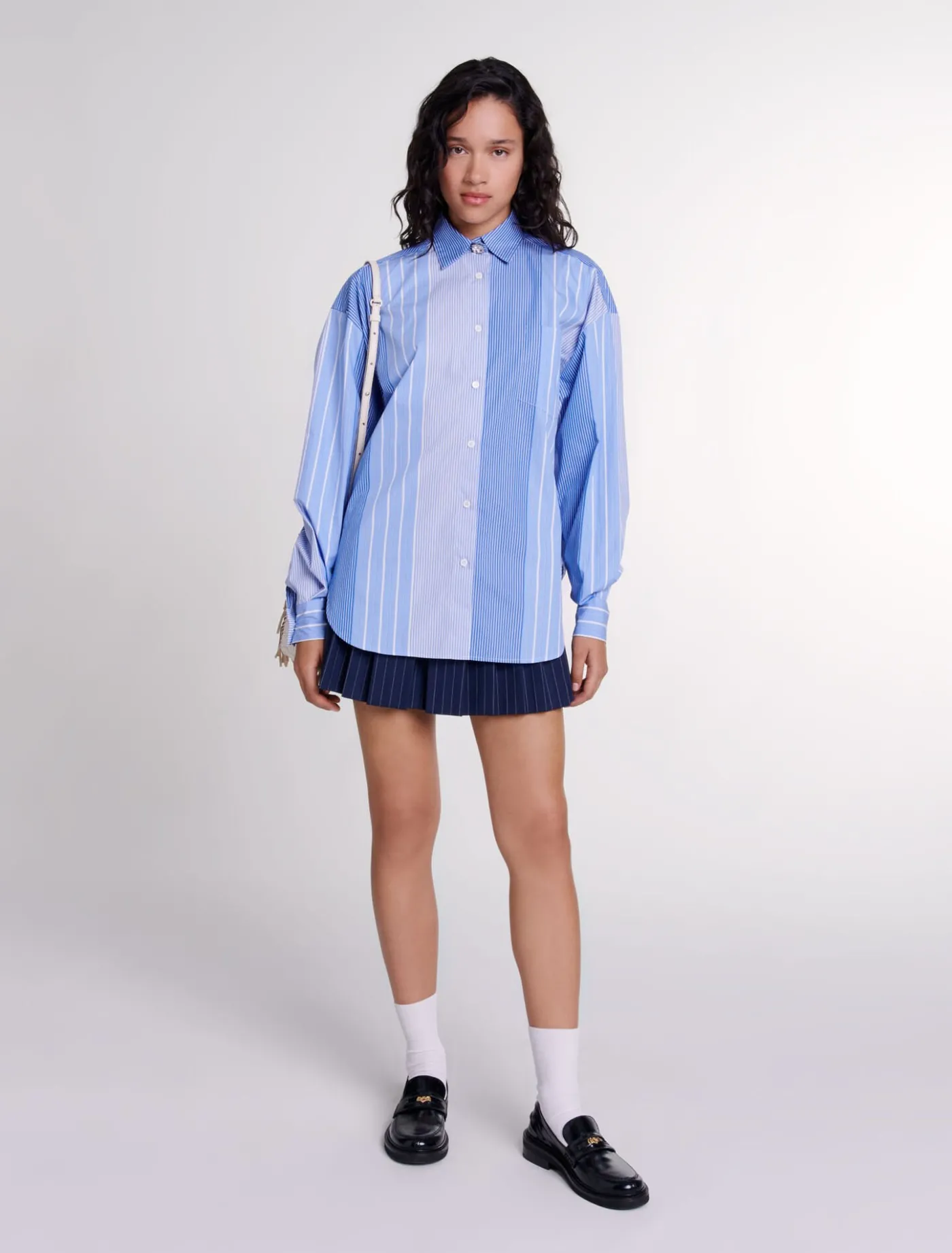 Striped patchwork shirt^Maje Discount