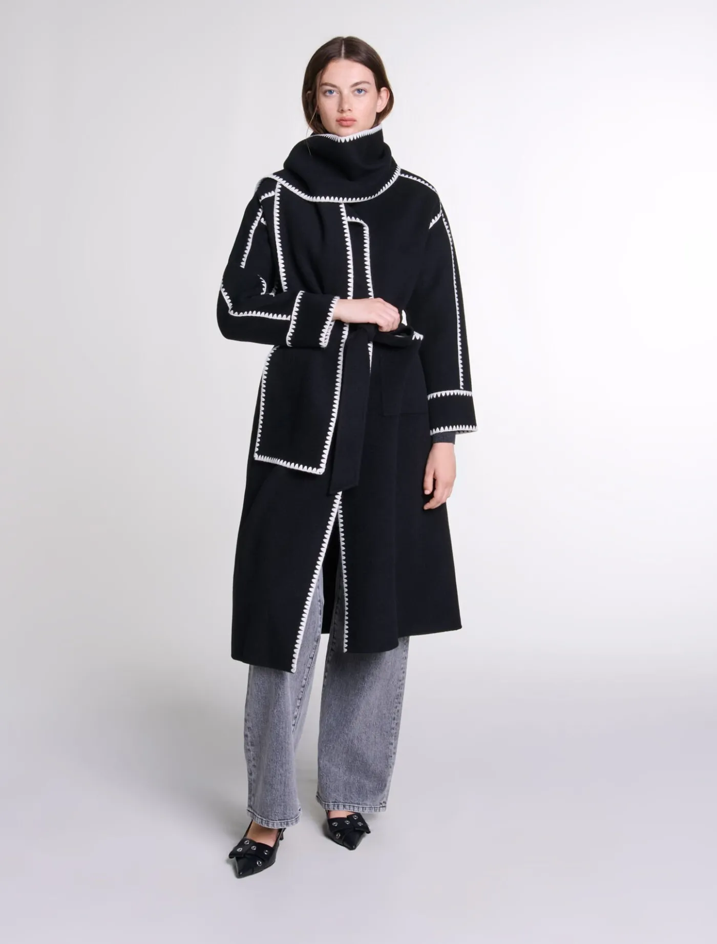 Two-tone double-faced coat^Maje Fashion