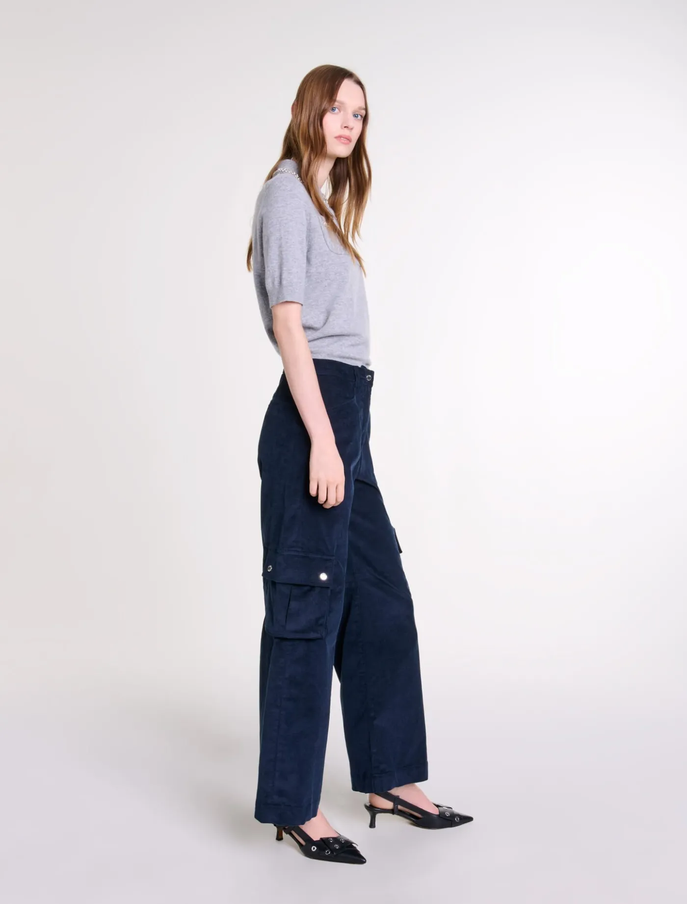 Velour cargo trousers^Maje Cheap