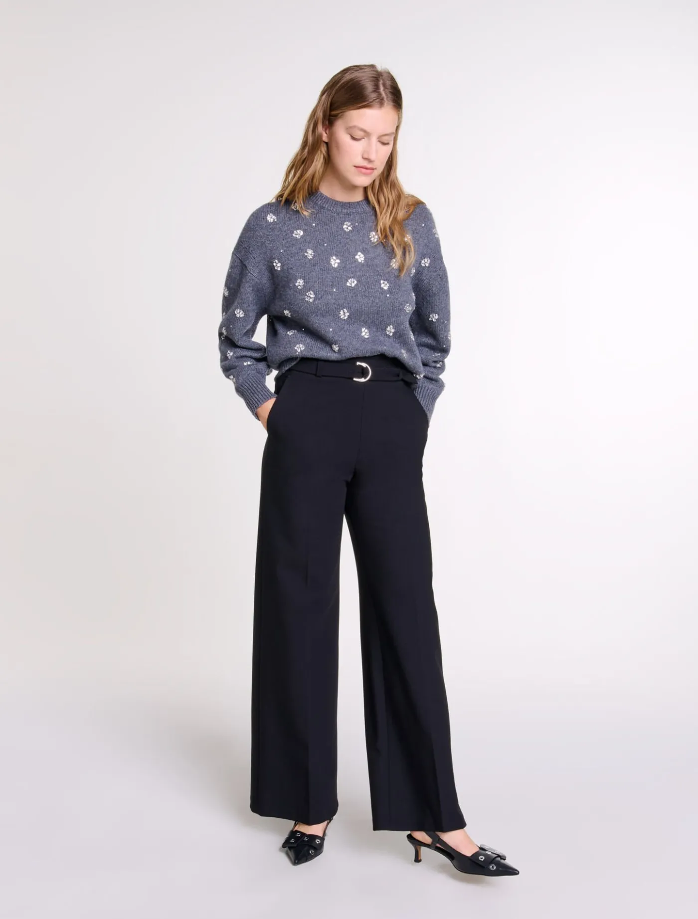 Wide belted trousers^Maje New