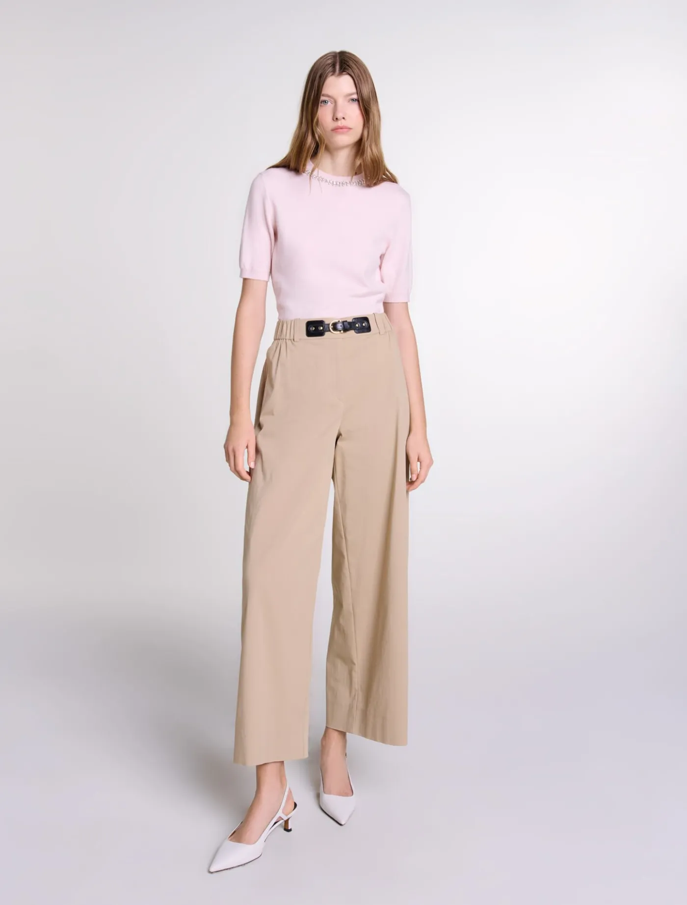 Wide-leg cotton trousers^Maje Best