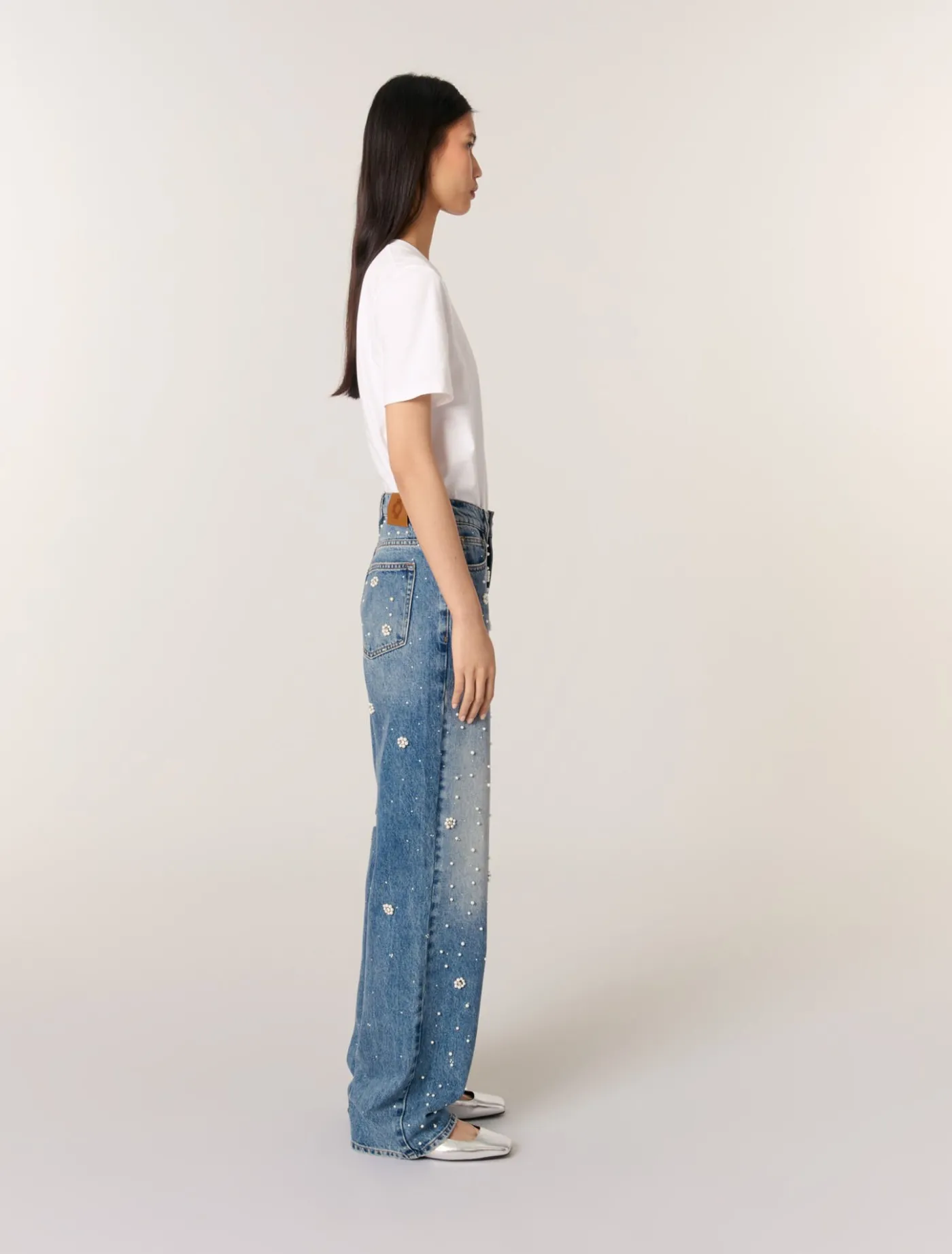 Wide-leg embroidered jeans^Maje Outlet