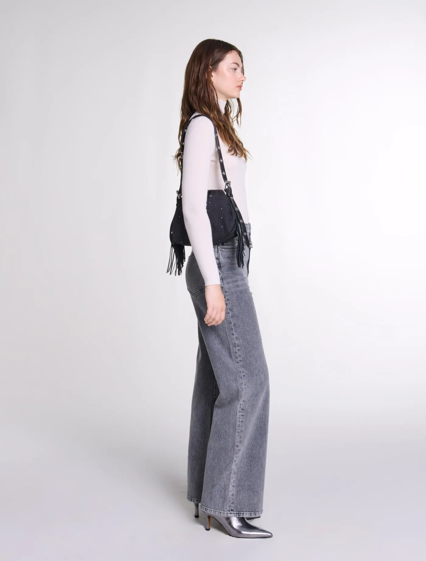 Wide-leg jeans with chain-link belt^Maje Best Sale