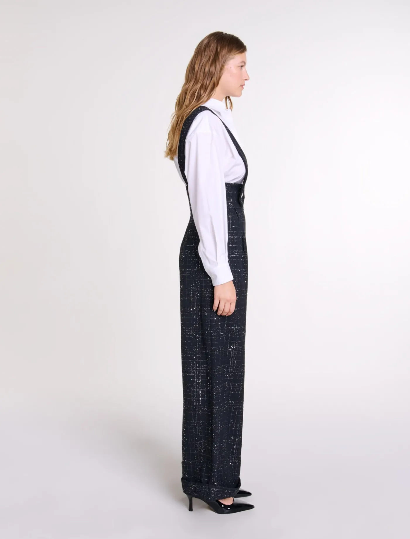 Wide-leg trousers with tweed braces^Maje Best Sale